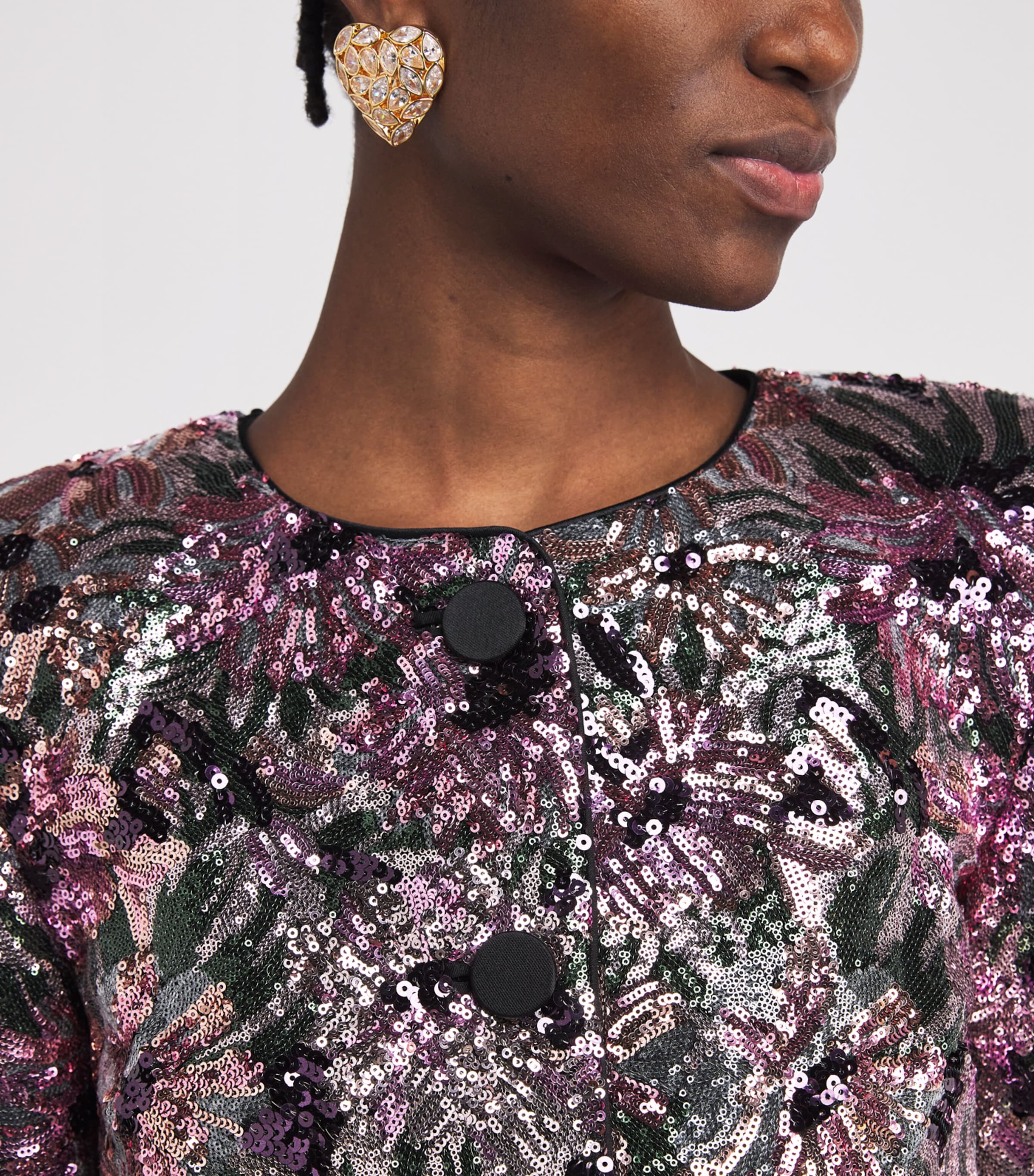 Sequinned Floral Jacket MULTI Image 6