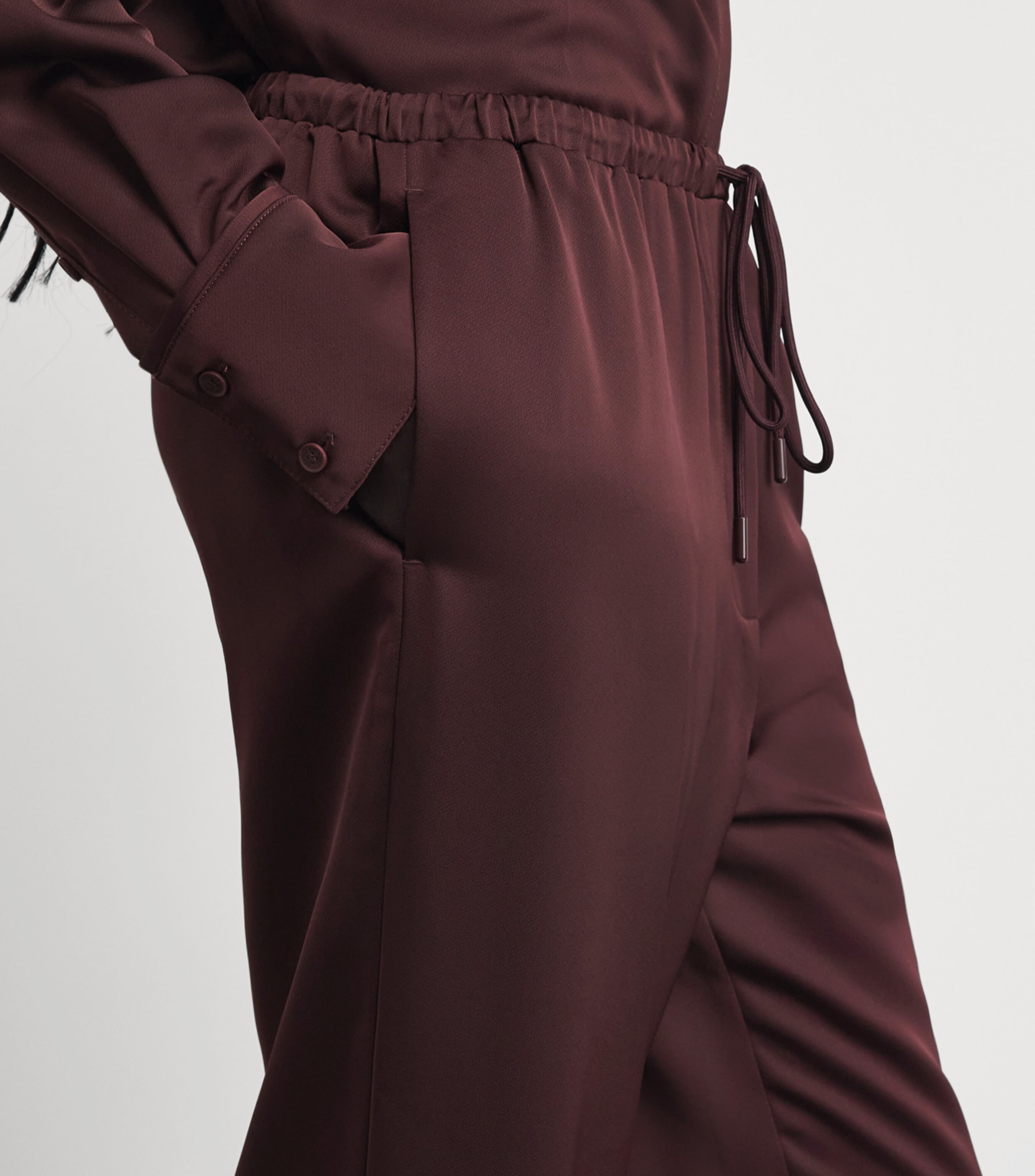 CAMILLA AND MARC Womens Satin Drawstring Ground Trousers Burgundy Image 3