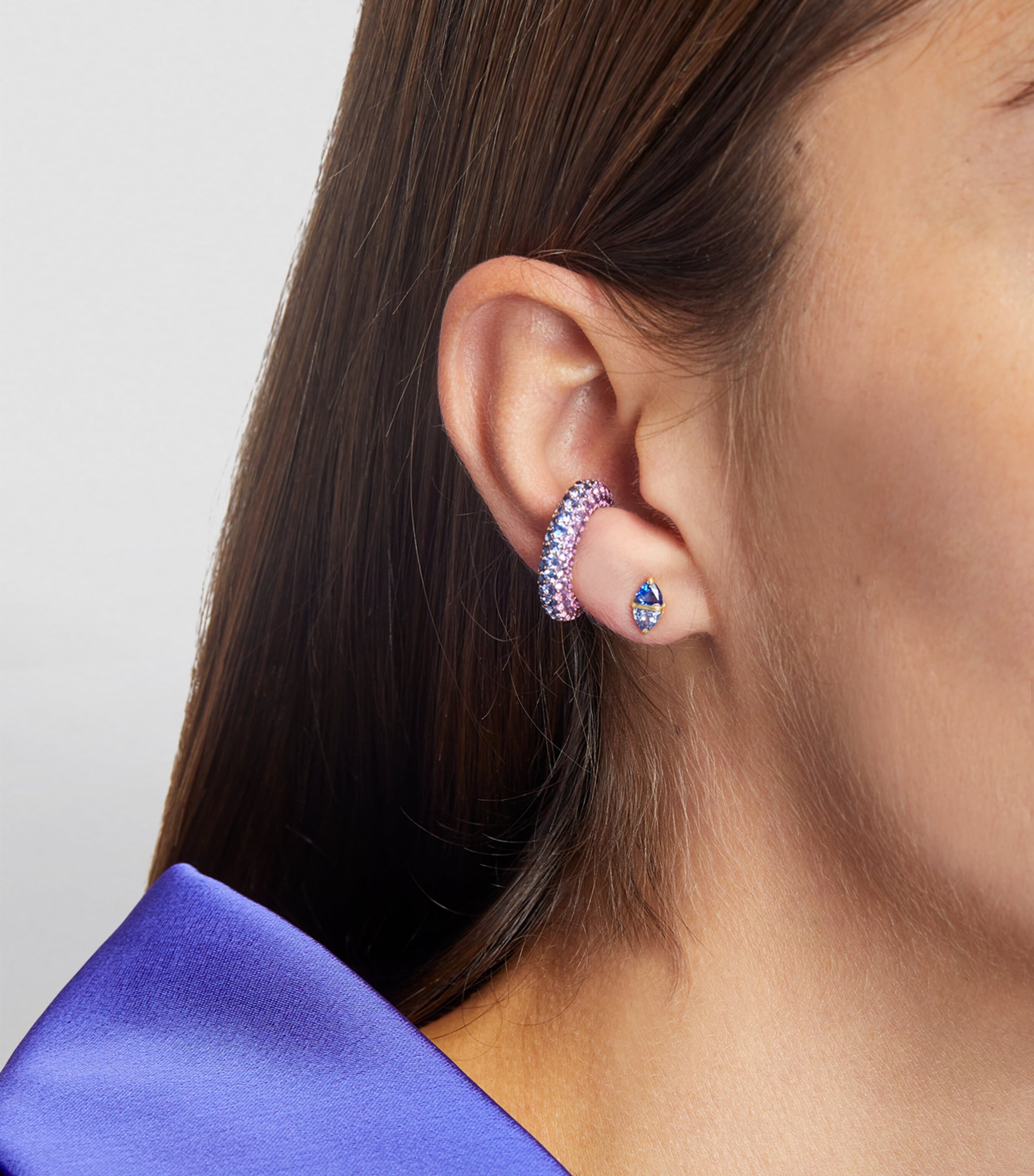 Yellow Gold and Sapphire Tilly Stud Earrings YELLOW GOLD Image 4