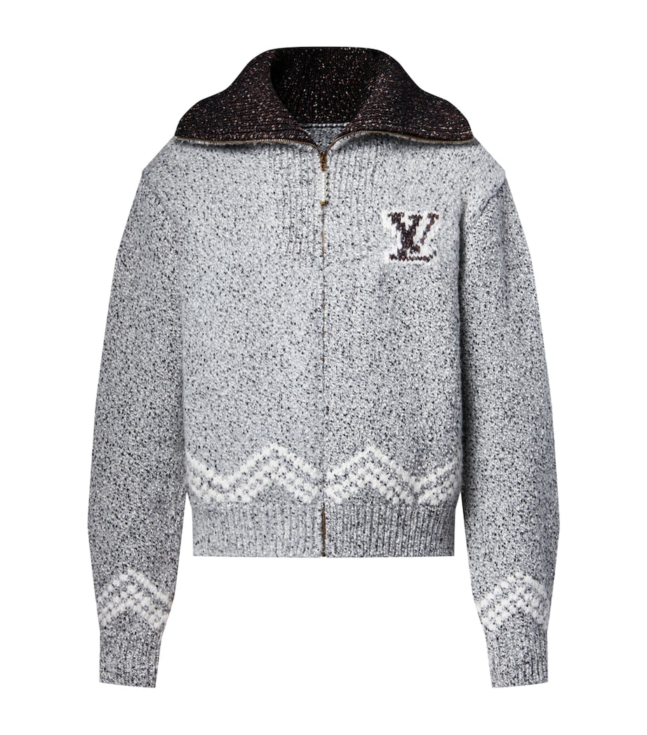 Cotton-Wool Jacquard Zip-Up Cardigan LIGHT GREY Image 1