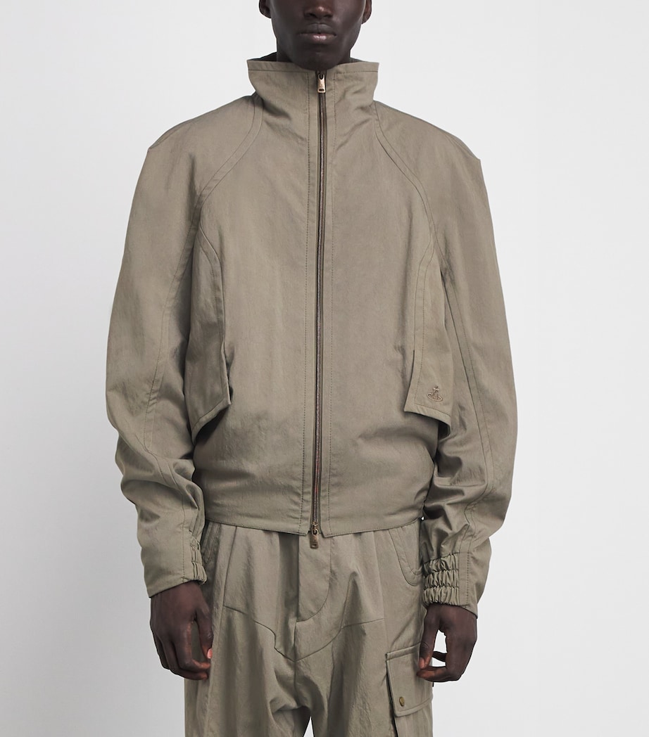 Vivienne Westwood Mens High-Neck Harrington Jacket Taupe Image 4