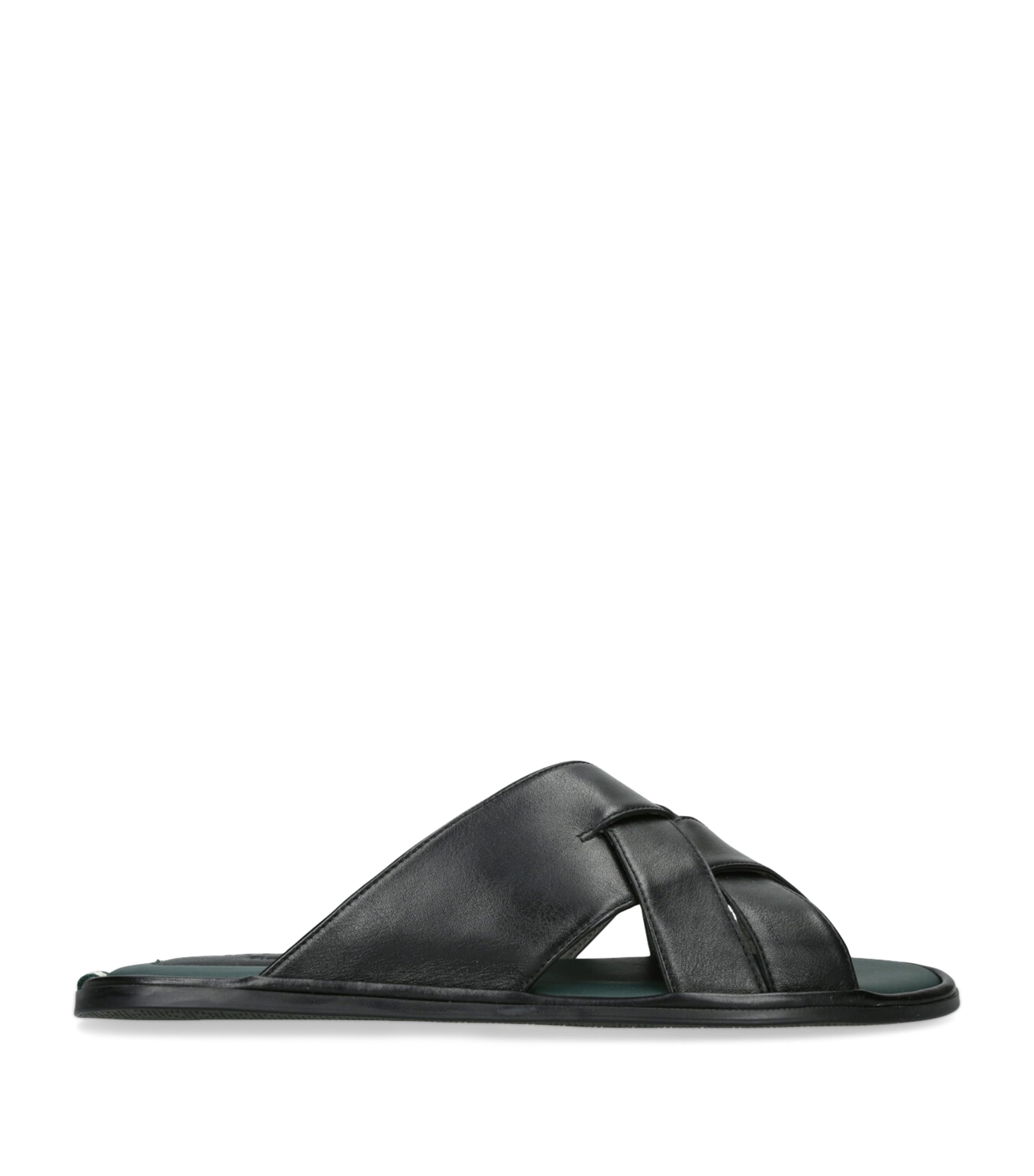 Brotini Leather Cross-strap Sandals In Black
