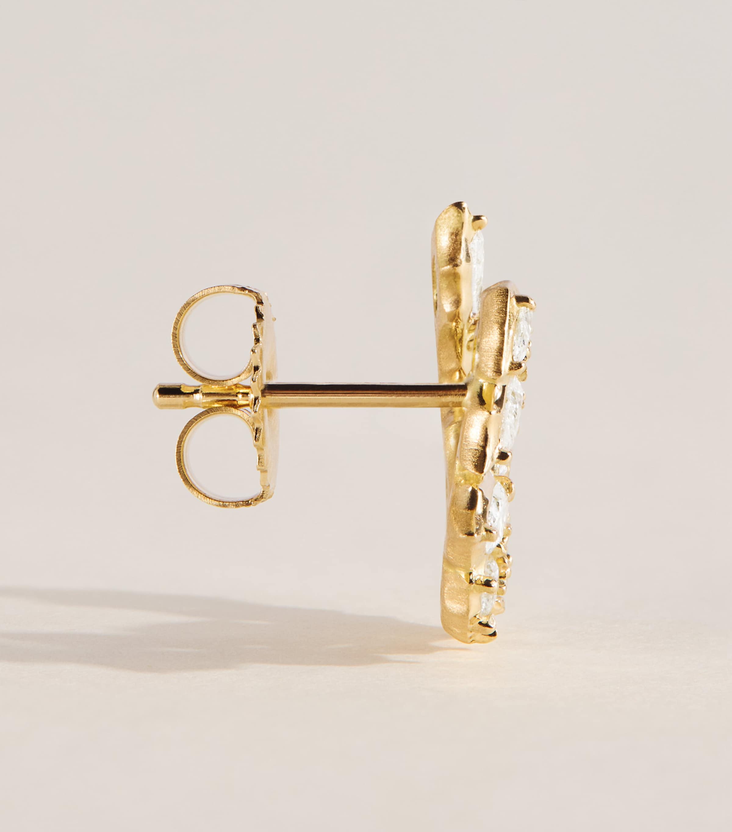 Jade Trau Yellow Gold and Diamond Posey Crescent Earrings Yellow Gold Image 3