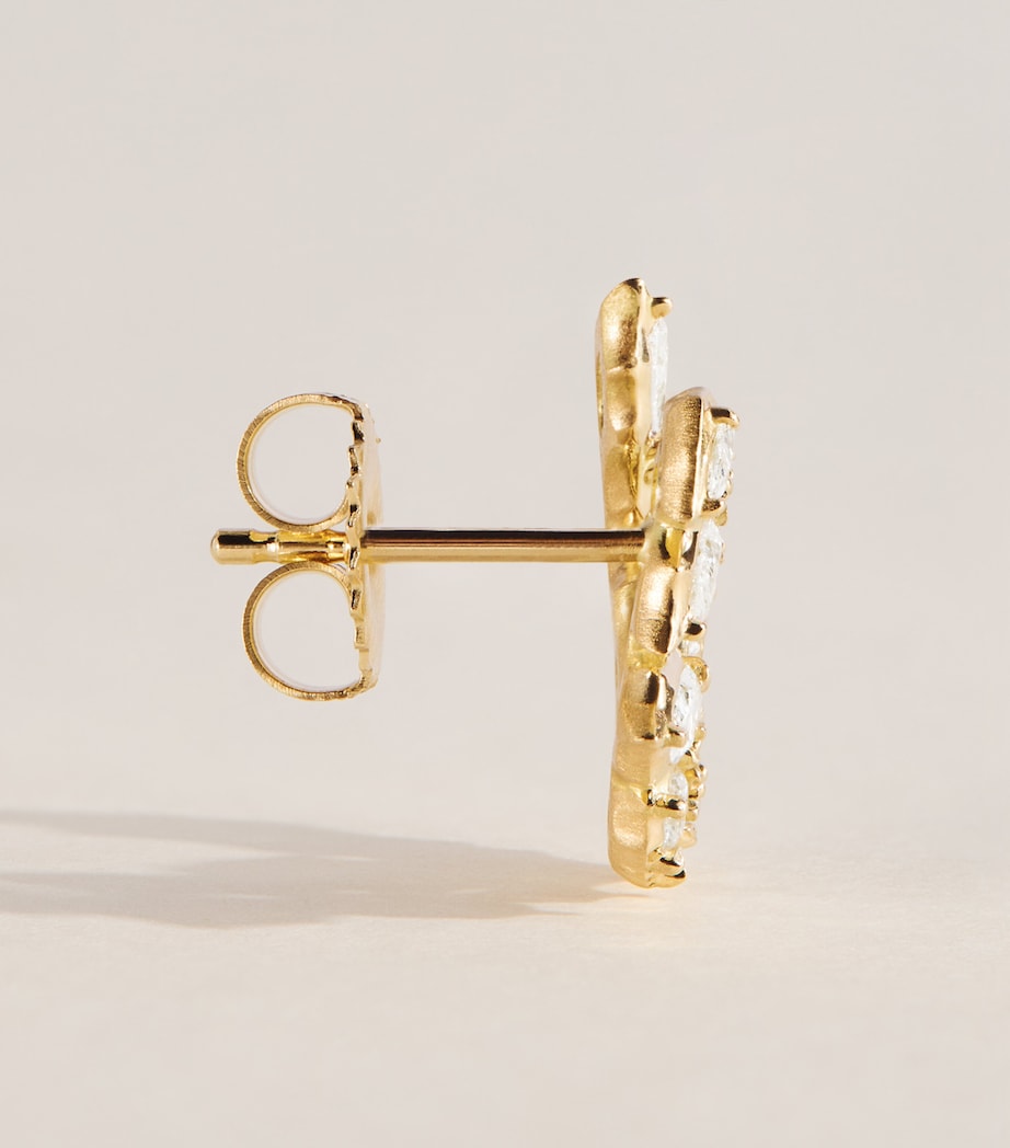 Jade Trau Yellow Gold and Diamond Posey Crescent Earrings Yellow Gold Image 3