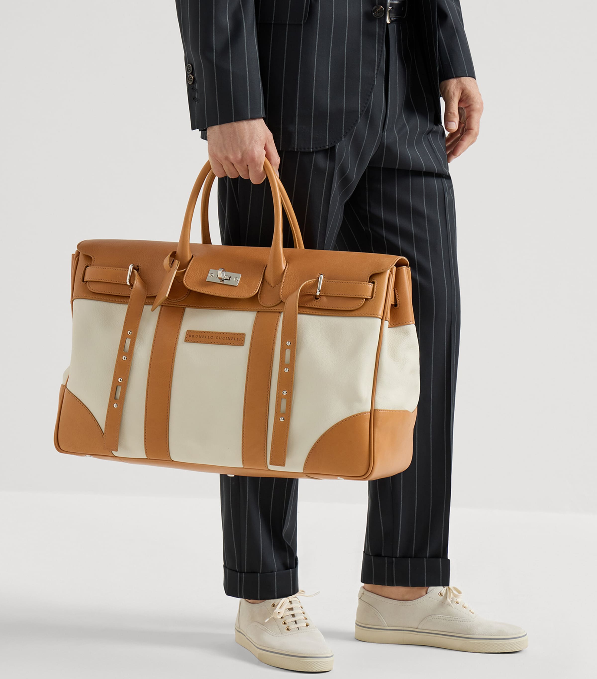 Brunello Cucinelli Grained Leather Country Holdall Image 2