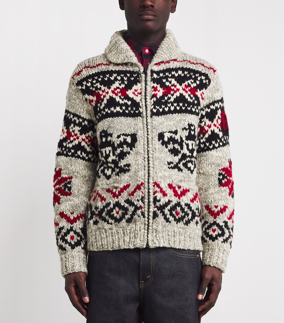 Wool Fair Isle Shawl Cardigan NATURAL Image 3