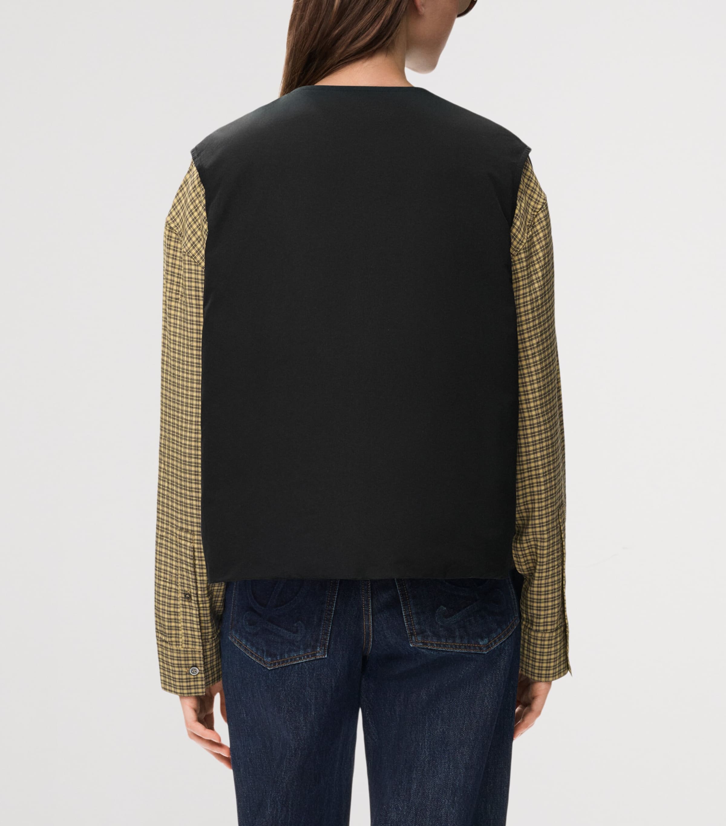 LOEWE Womens Technical Shearling-Collar Gilet Black Image 7