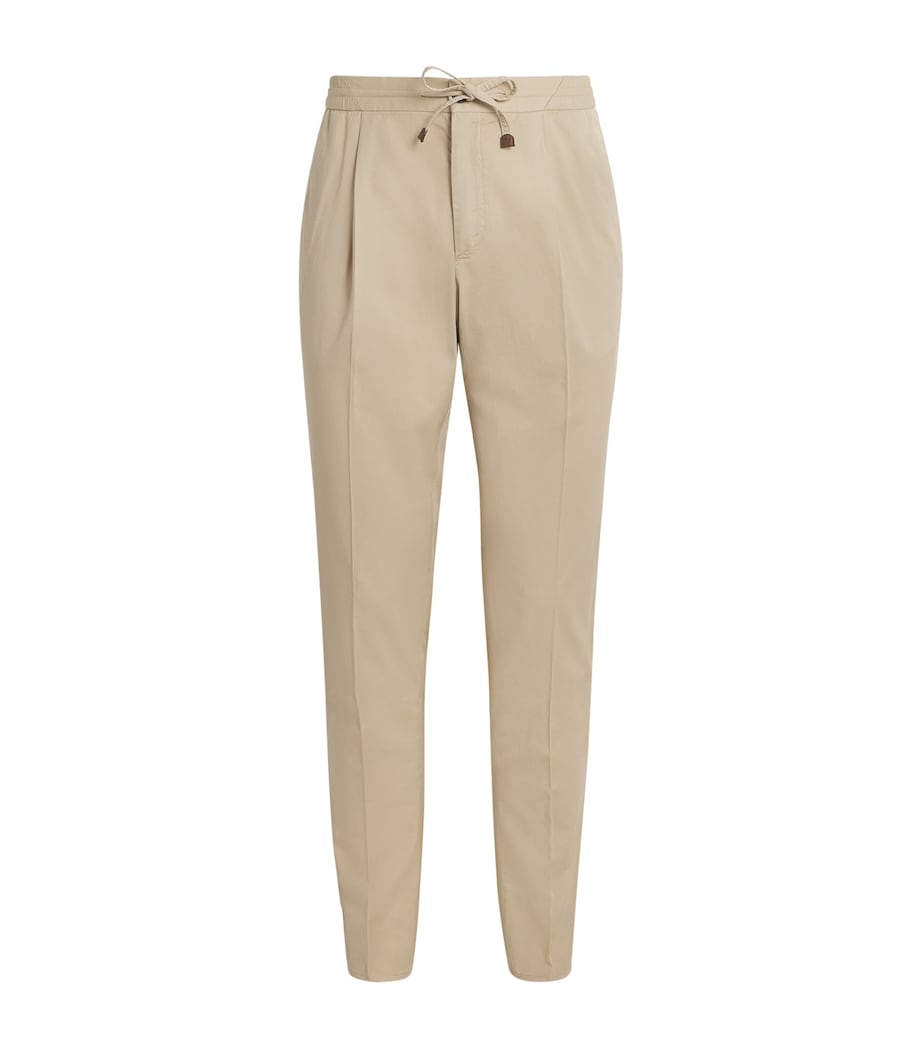Cotton-Blend Drawstring Tailored Trousers 424 BEIGE SCURO Image 1