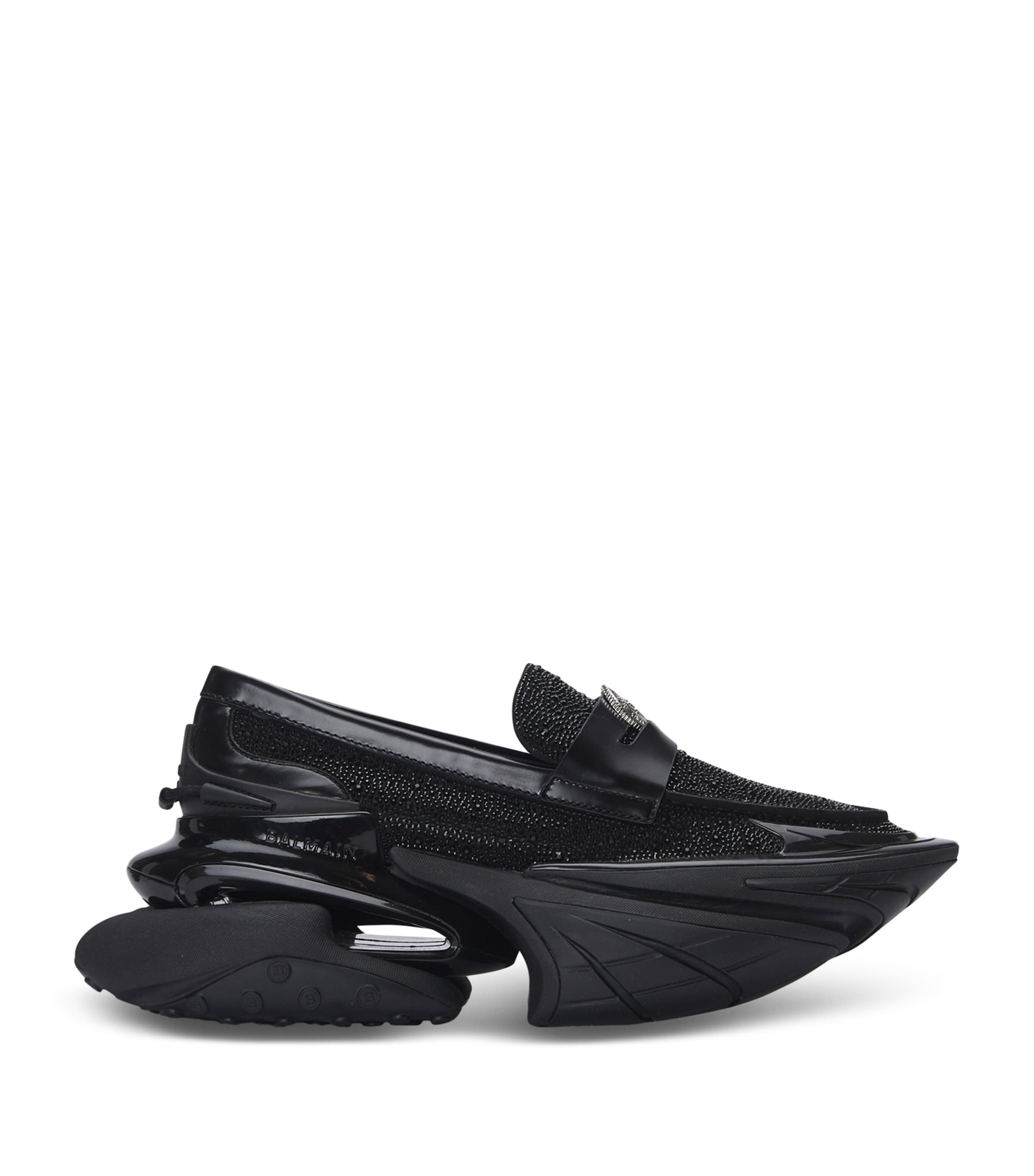 Rhinestone-Embellished Unicorn Loafers EAW NOIR/CRISTAL Image 1