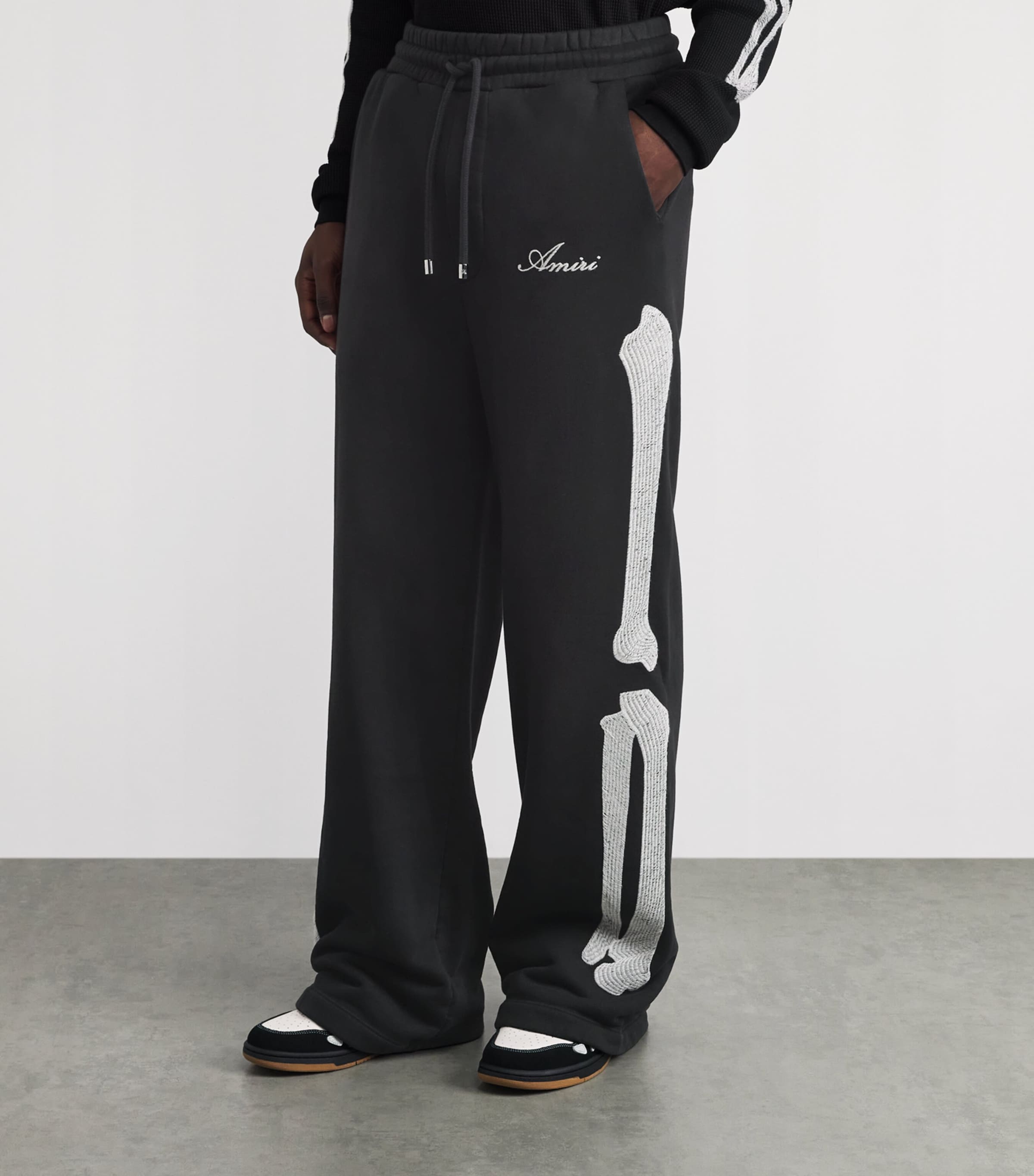 AMIRI Mens Cotton Bones Oversized Sweatpants Black Image 4