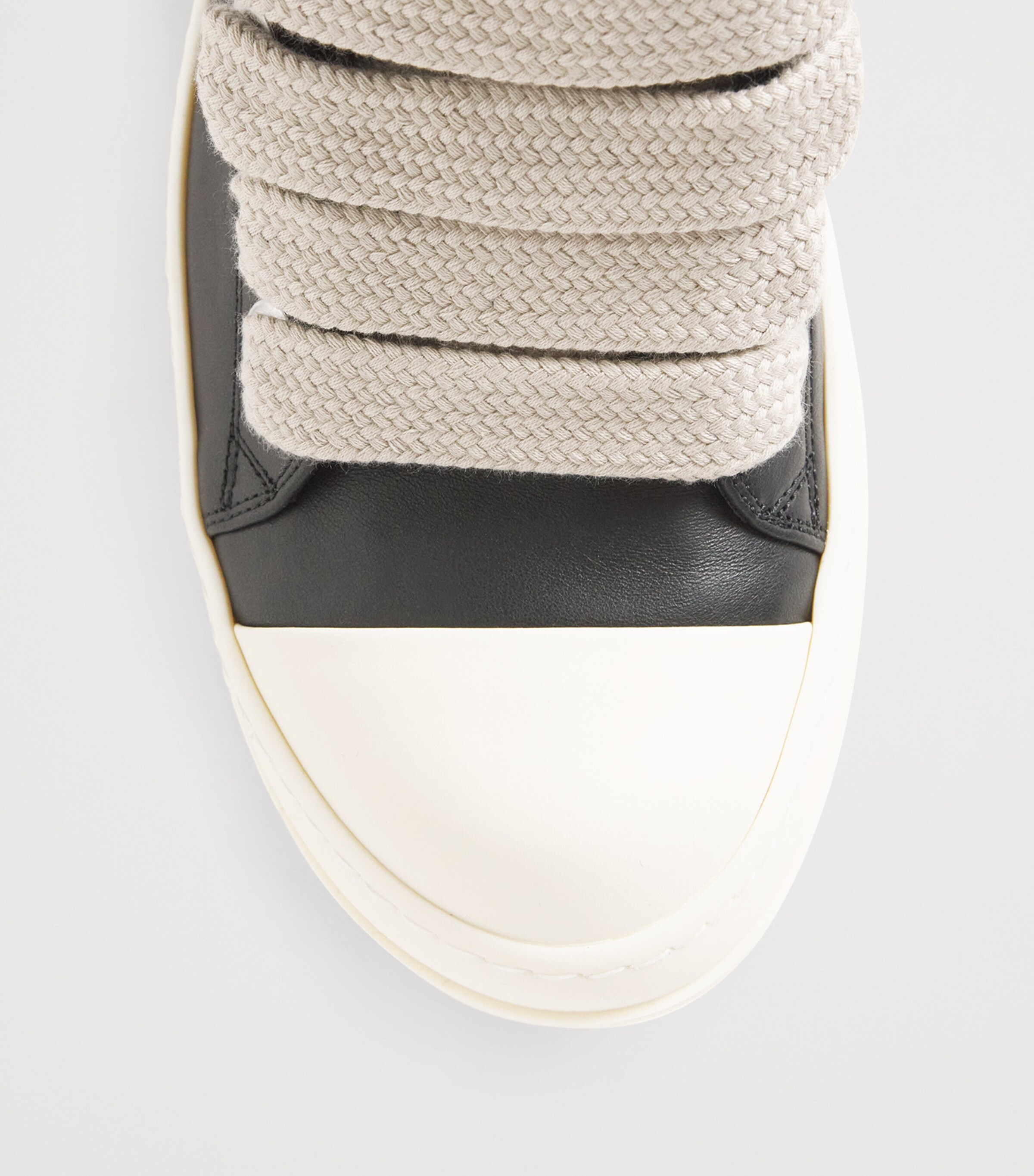 Rick Owens Leather Jumbo-Lace Sneakers Black/milk/milk Image 5