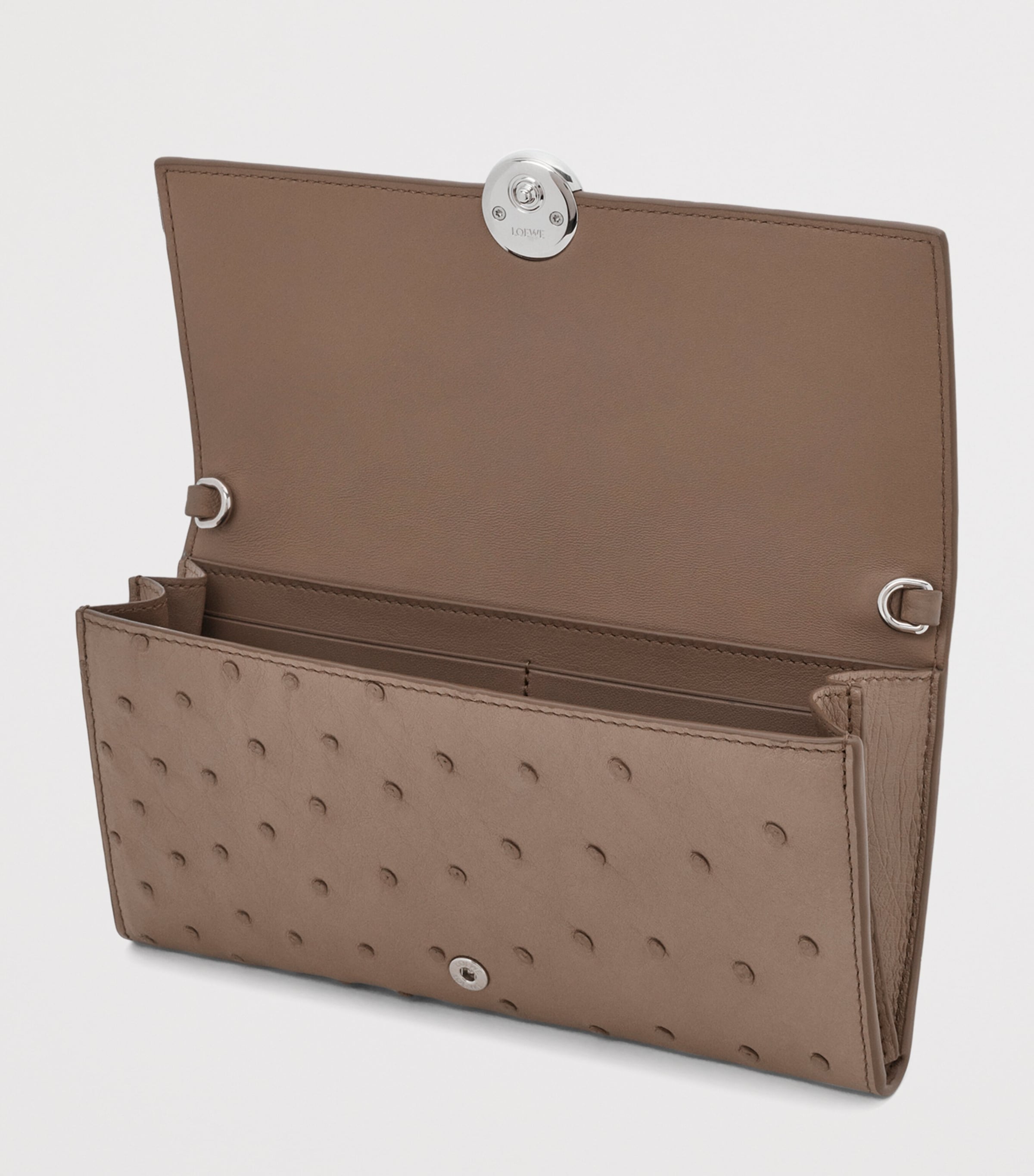 LOEWE Ostrich Leather Pebble Continental Wallet Dark Taupe Image 3