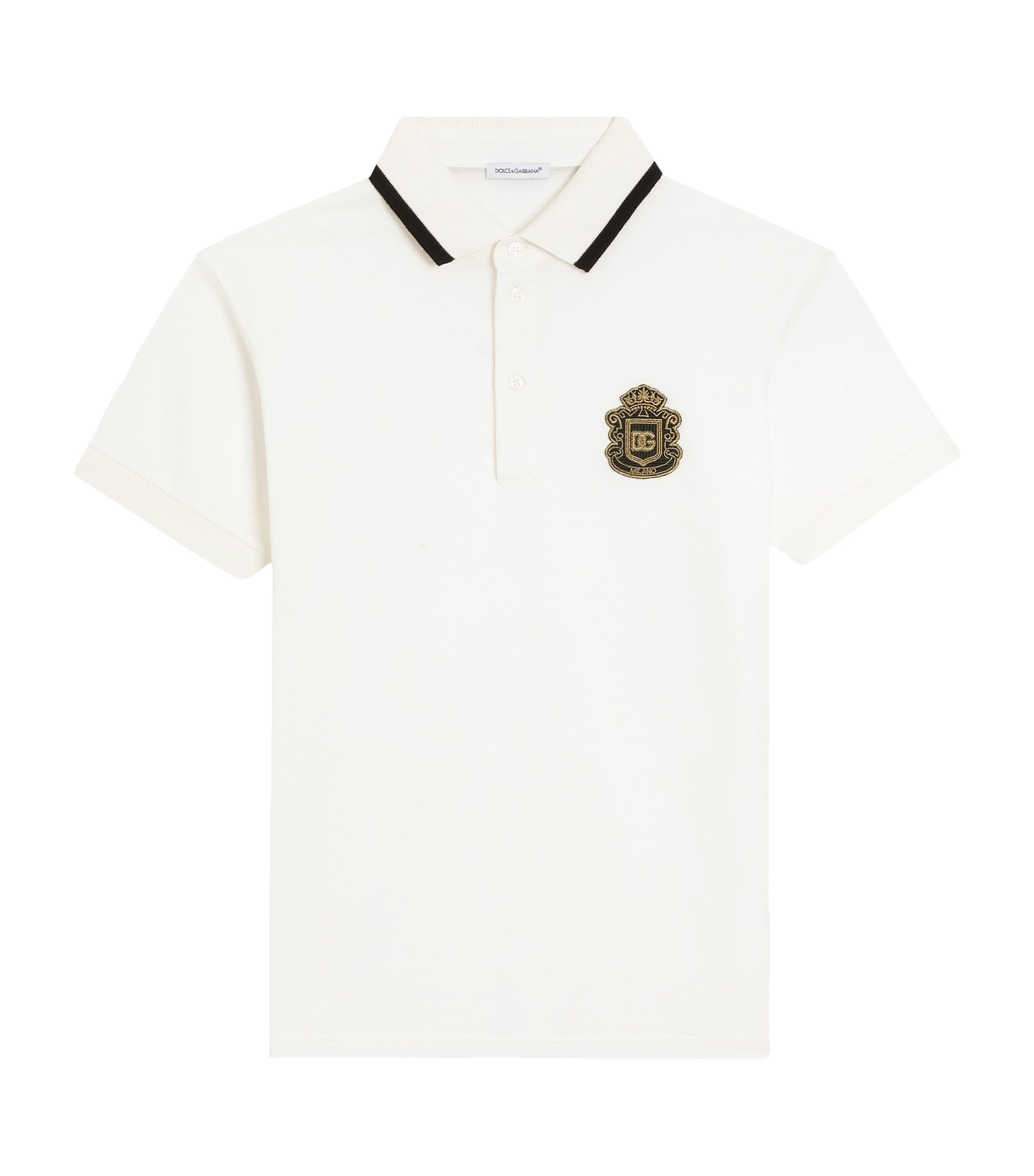 Dolce&Gabbana Kids Cotton Crest Polo Shirt (8-12+ Years) White Image 1