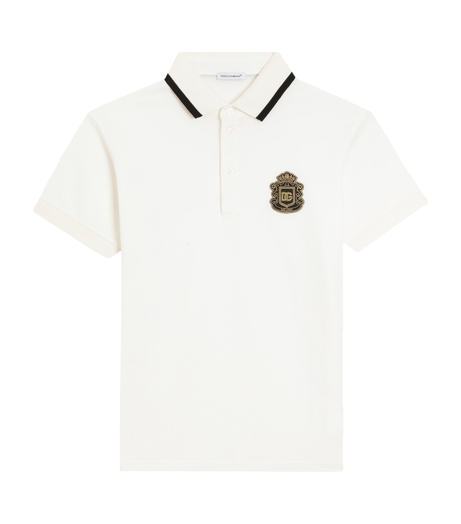 Dolce&Gabbana Kids Cotton Crest Polo Shirt (8-12+ Years) White Image 1