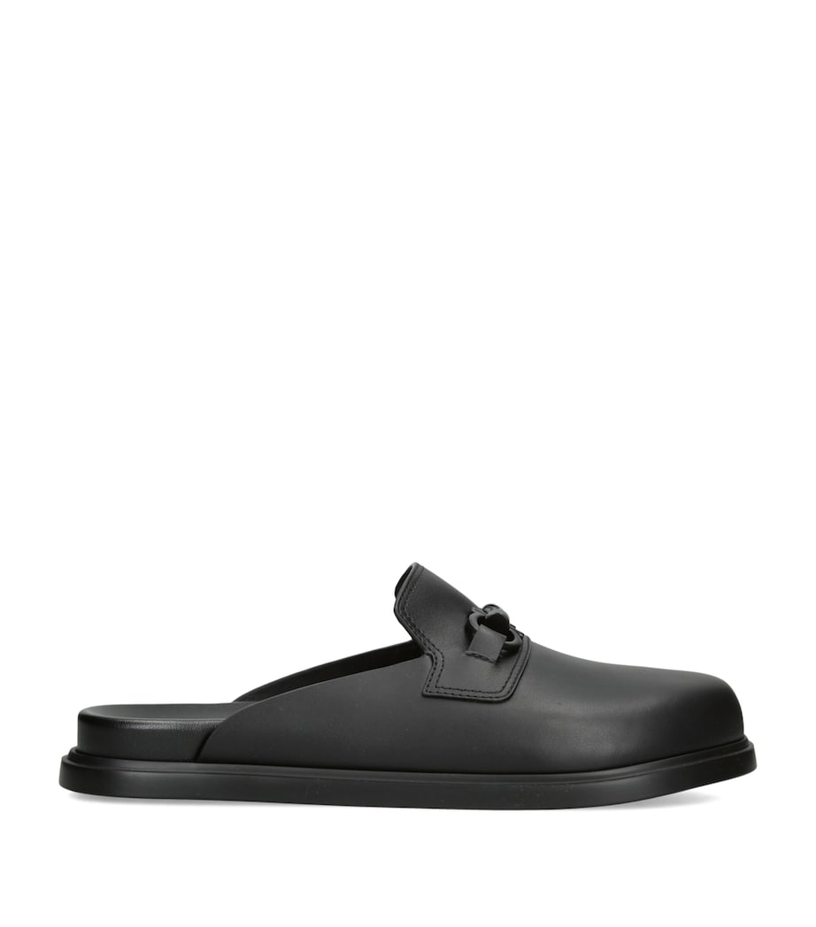Salvatore Ferragamo Leather Gancini Mules Black Image 1