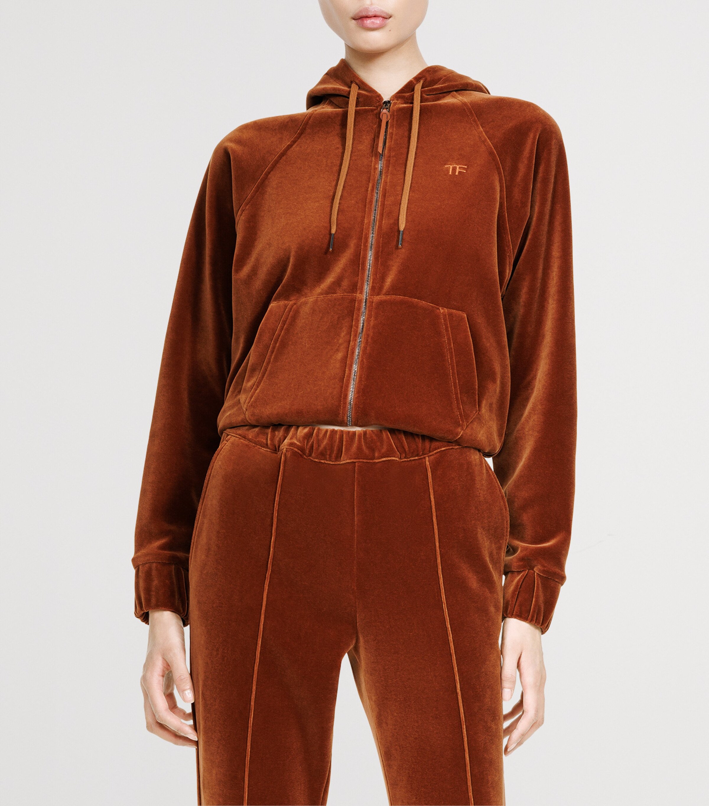 TOM FORD Womens Velour Zip-Up Hoodie Eao Image 5