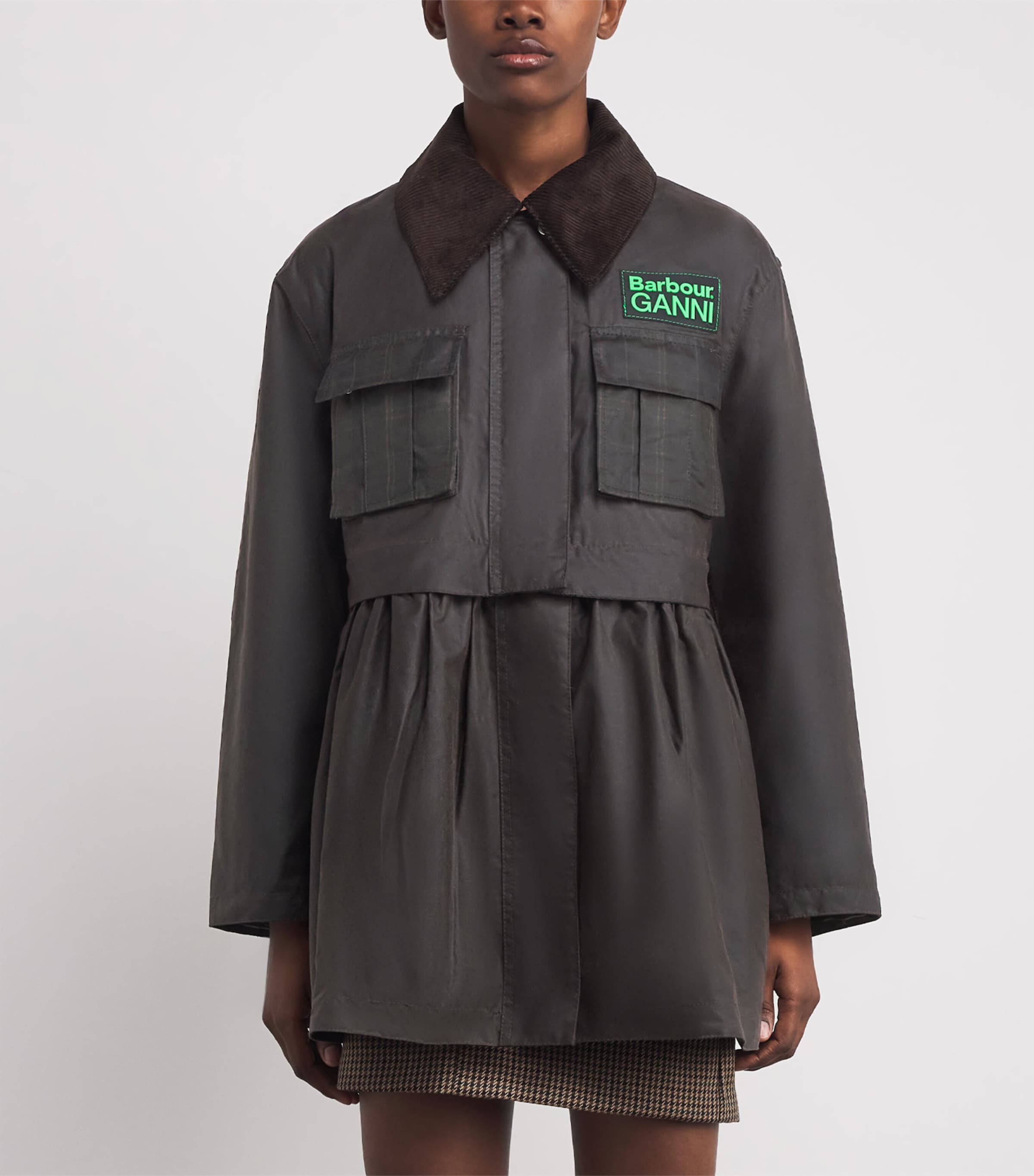 x GANNI Waxed Peplum Coat RUSTIC/CLASSIC TARTN Image 3