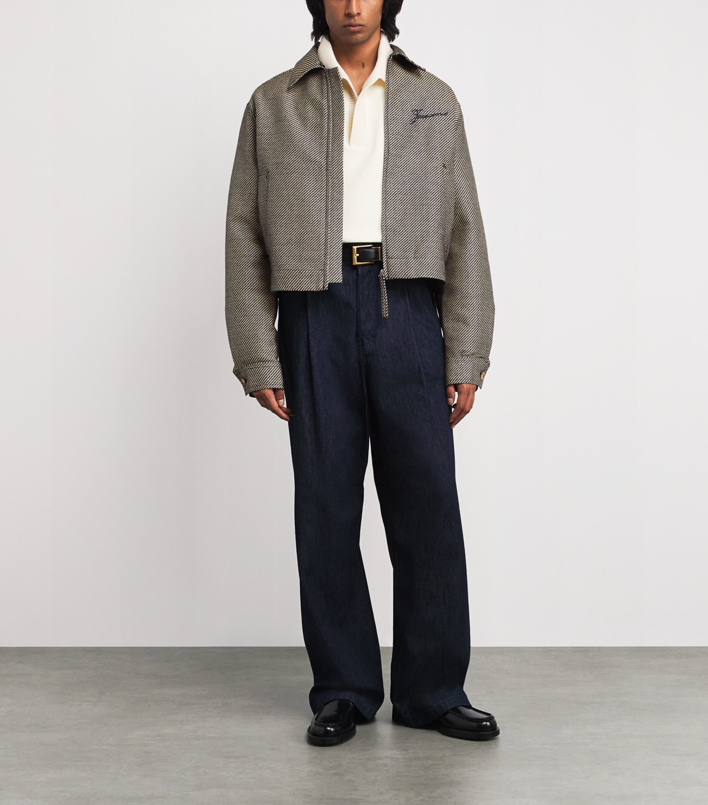 Jacquemus Mens Cotton-Blend Logo Jacket Navy Image 2