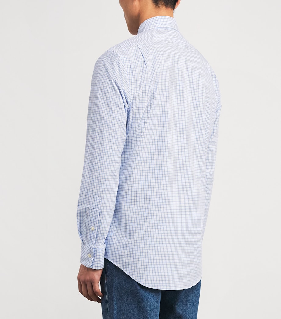 Cotton Poplin Check Shirt WHITE BLUE Image 4