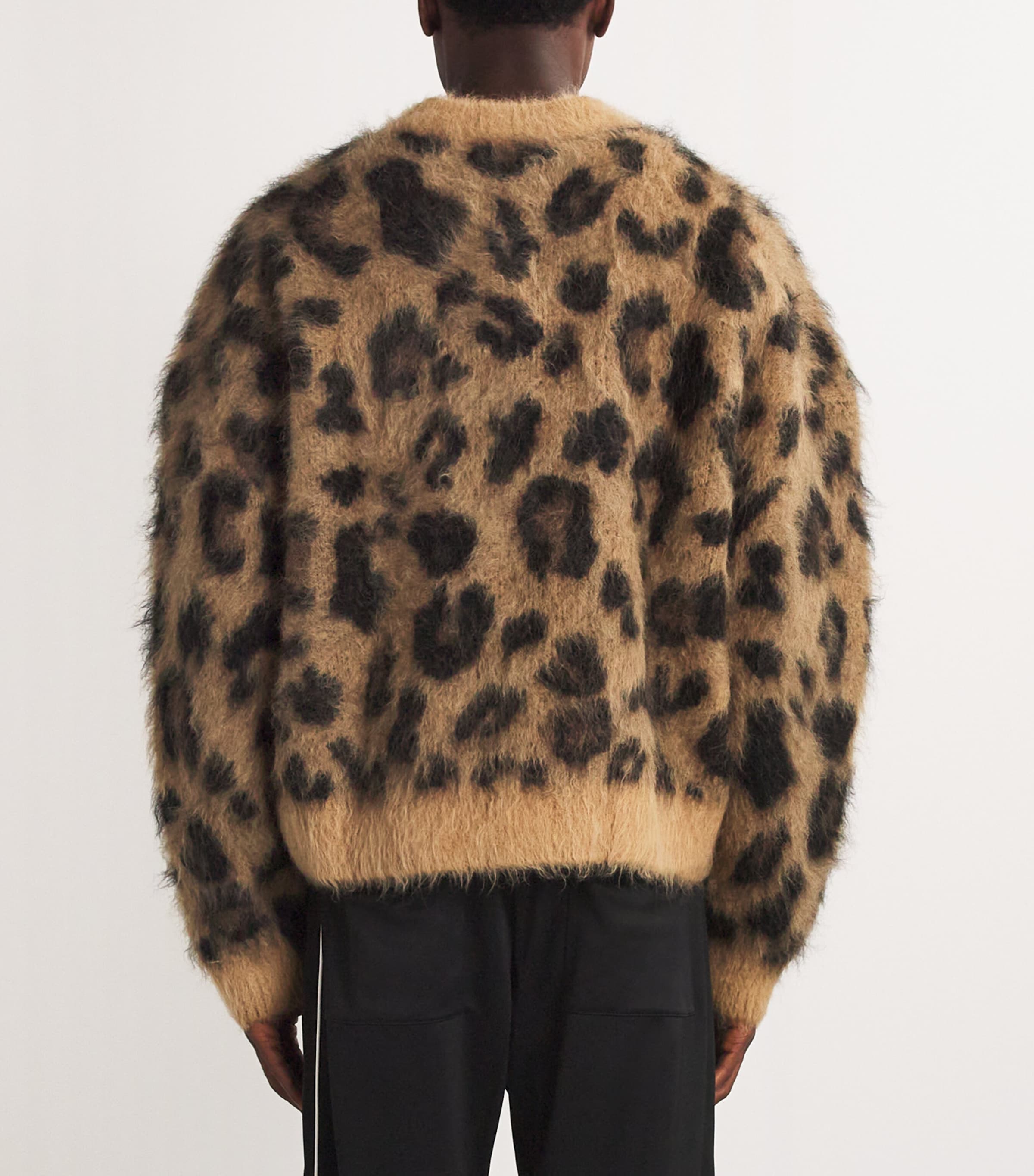 COLE BUXTON Mens Alpaca-Blend Leopard Sweater Leopard Image 4