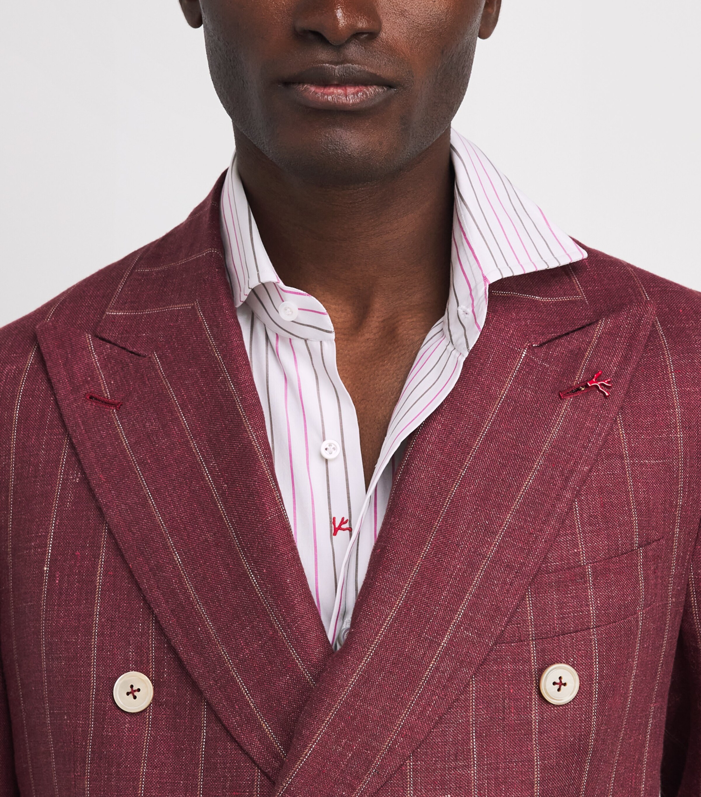 Isaia Mens Egyptian Cotton Stripe Shirt Image 3