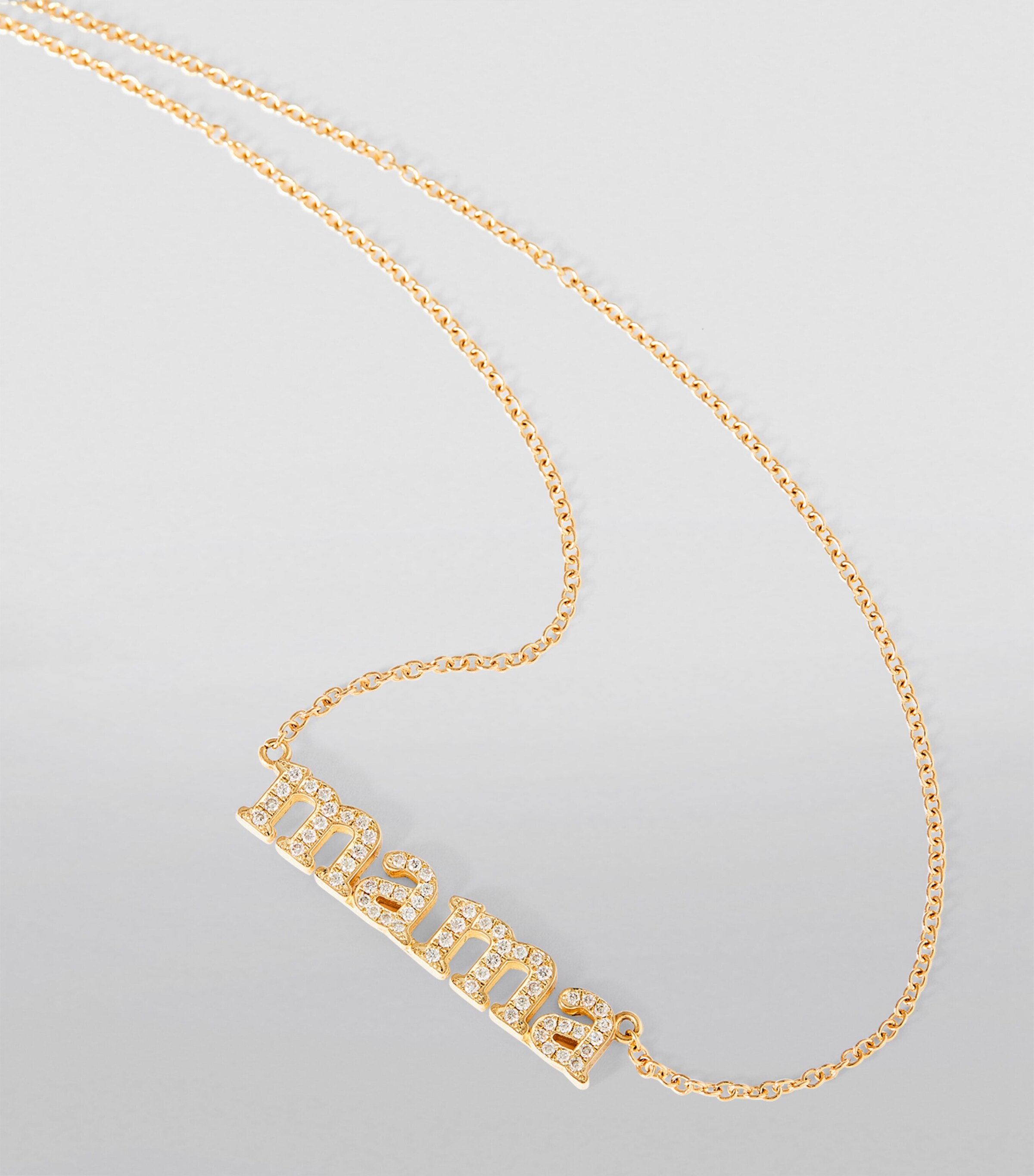 Yellow Gold and Diamond Mama Necklace YELLOW GOLD Image 4