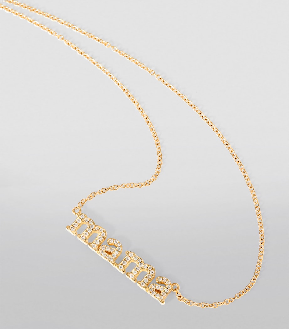 Yellow Gold and Diamond Mama Necklace YELLOW GOLD Image 4