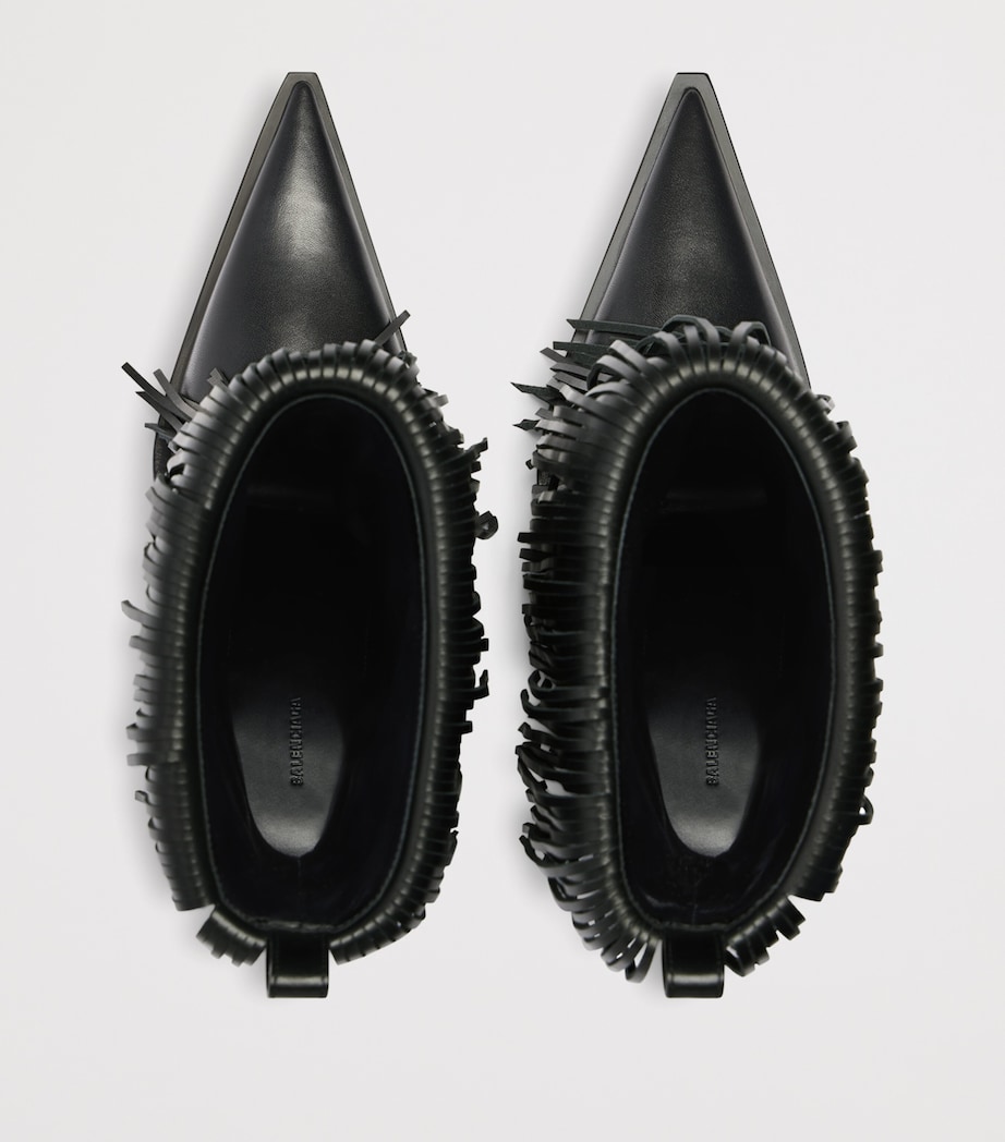 Balenciaga Calfskin Avenue Fringed Heeled Boots 90 Image 6