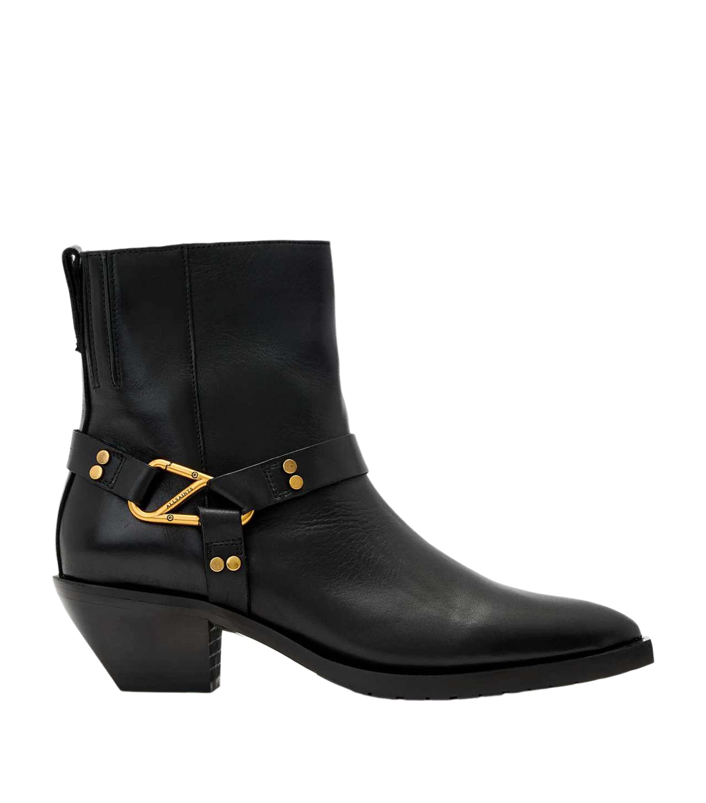 AllSaints Leather Fox Carabiner Boots Black Image 1