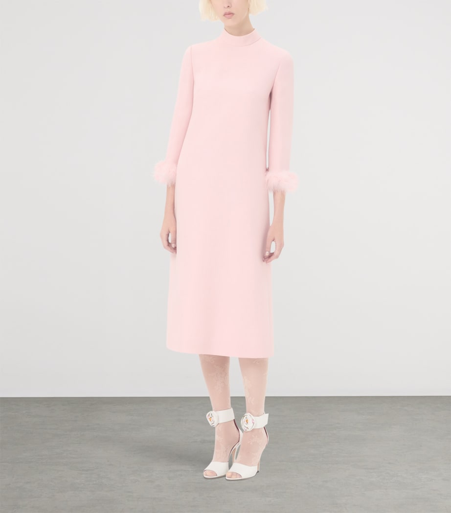 Crepe Feather-Trim Midi Dress R13 Image 5
