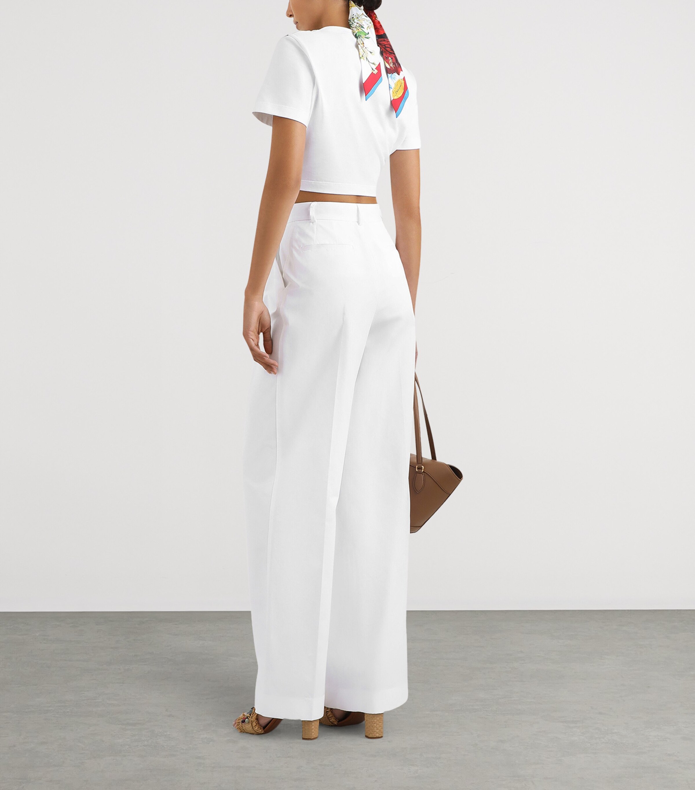 Dolce&Gabbana Womens Cropped Printed T-Shirt Optical White Image 3