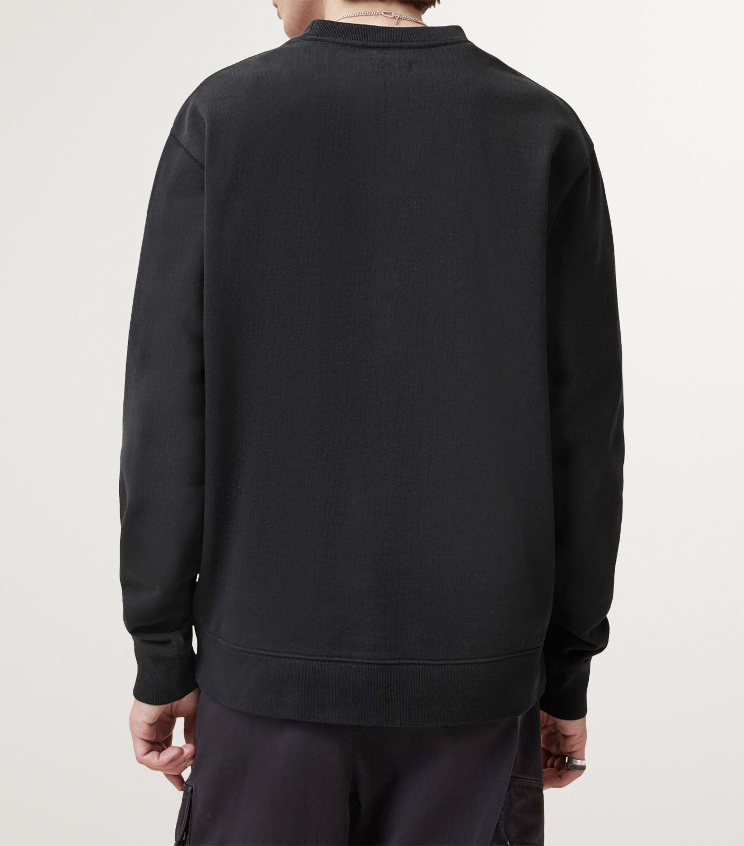 AllSaints Mens Organic Cotton Lover Sweatshirt Washed Black Image 5
