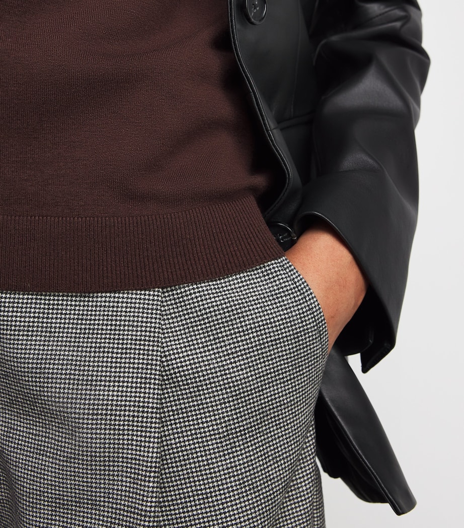 Virgin Wool Houndstooth Tailored Trousers BLACK Image 6