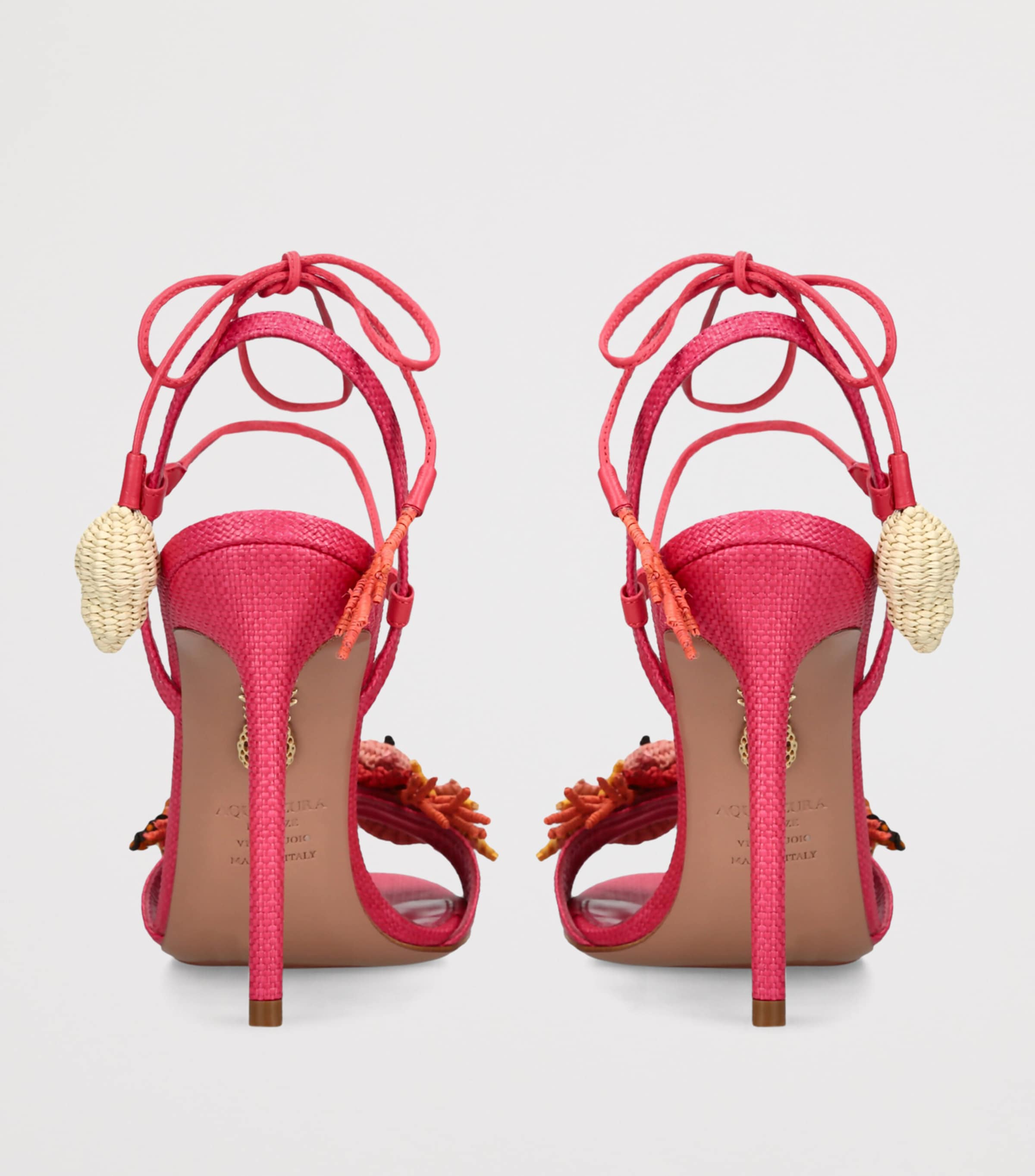 Aquazzura Raffia Marea Slingback Sandals Pink Image 2