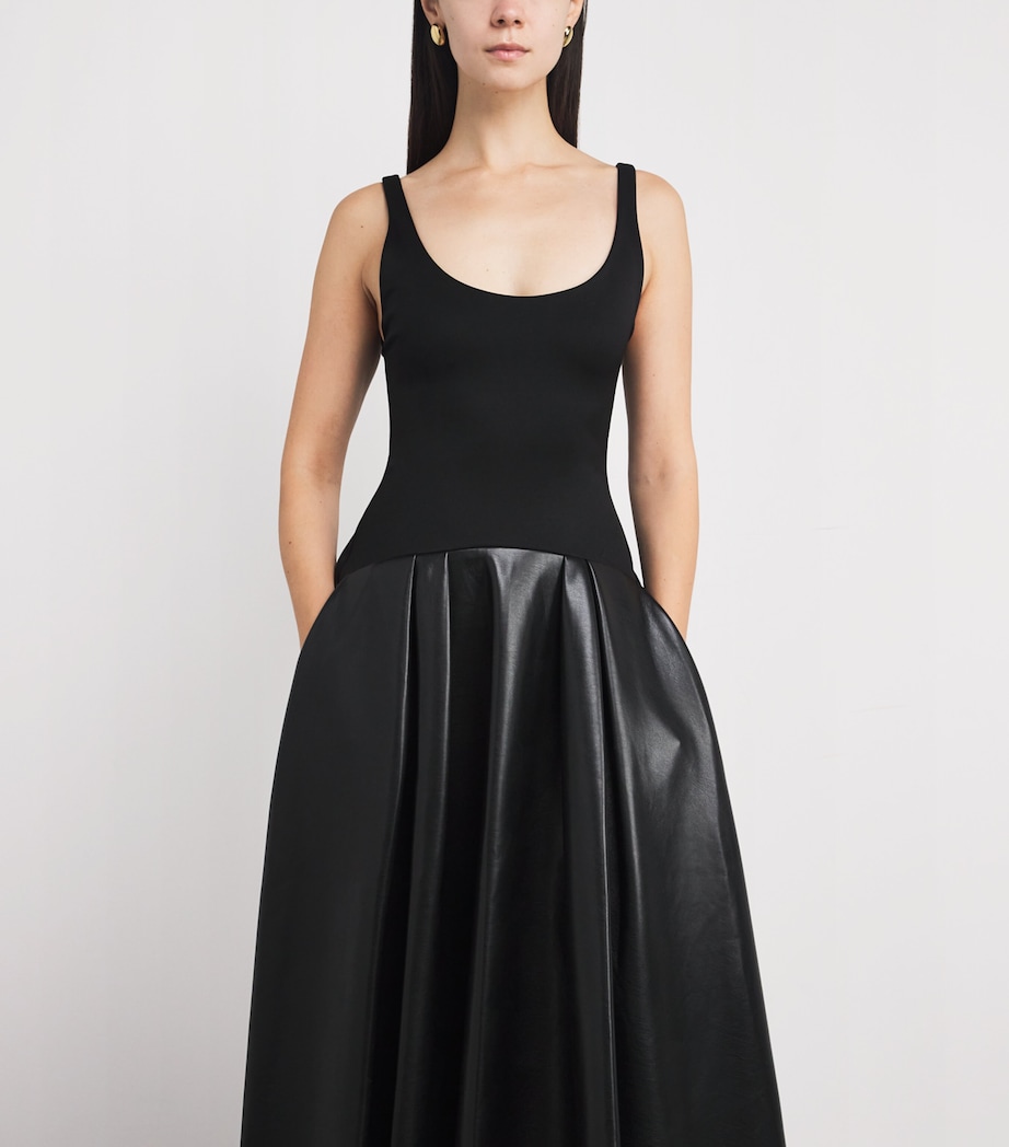 Scuba-Faux Leather Adley Dress A001 - BLACK Image 4