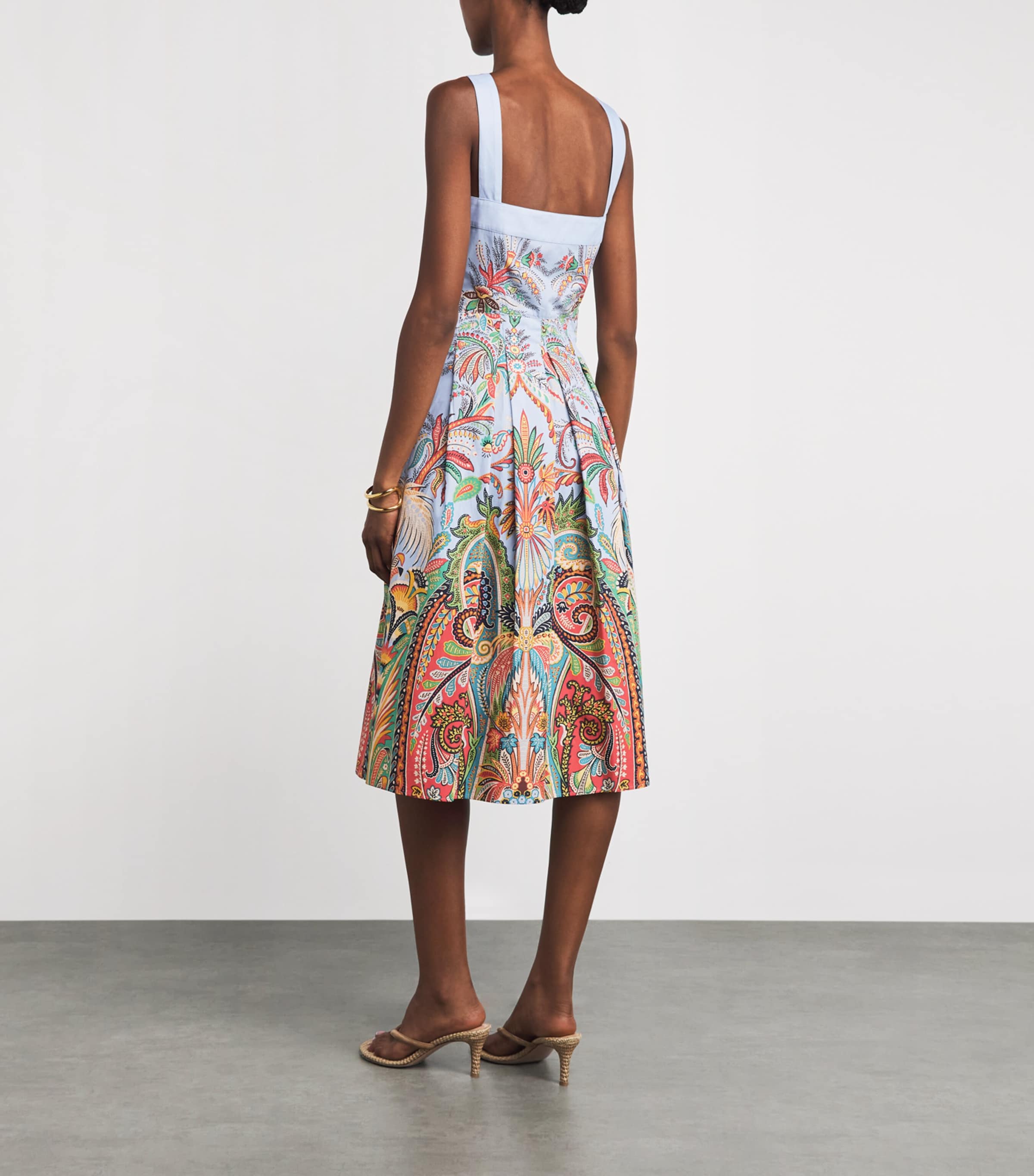 Etro Womens Paisley Pleated Midi Dress Prnt/pl Blu Bs Image 4