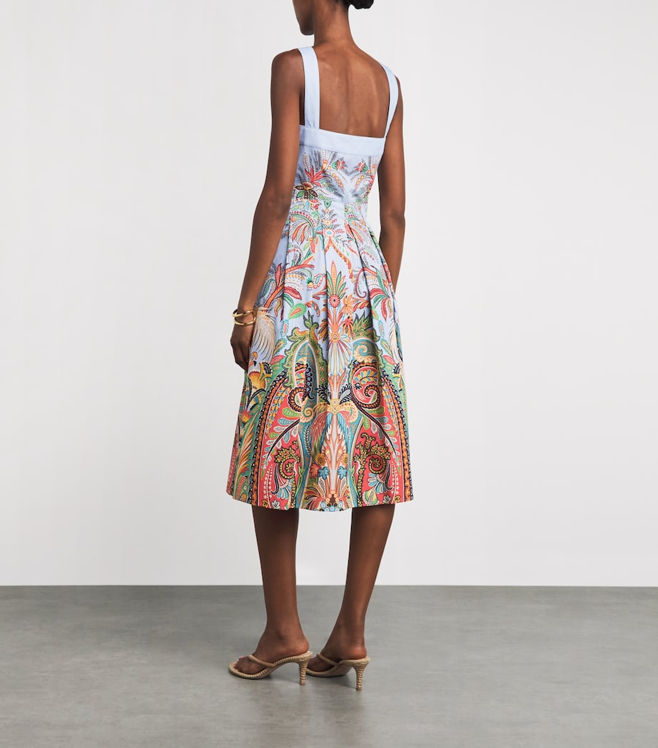 Etro Womens Paisley Pleated Midi Dress Prnt/pl Blu Bs Image 4