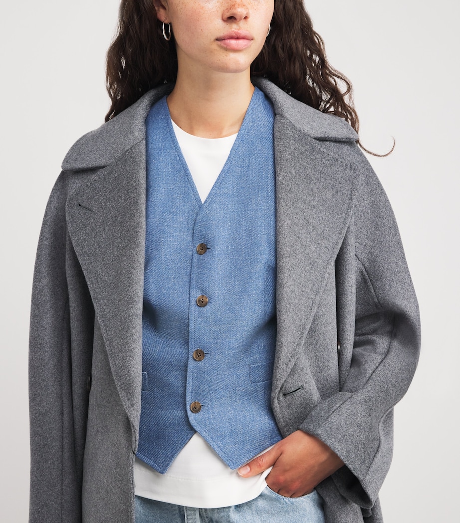 Linen-Cotton Waistcoat BLUE Image 6