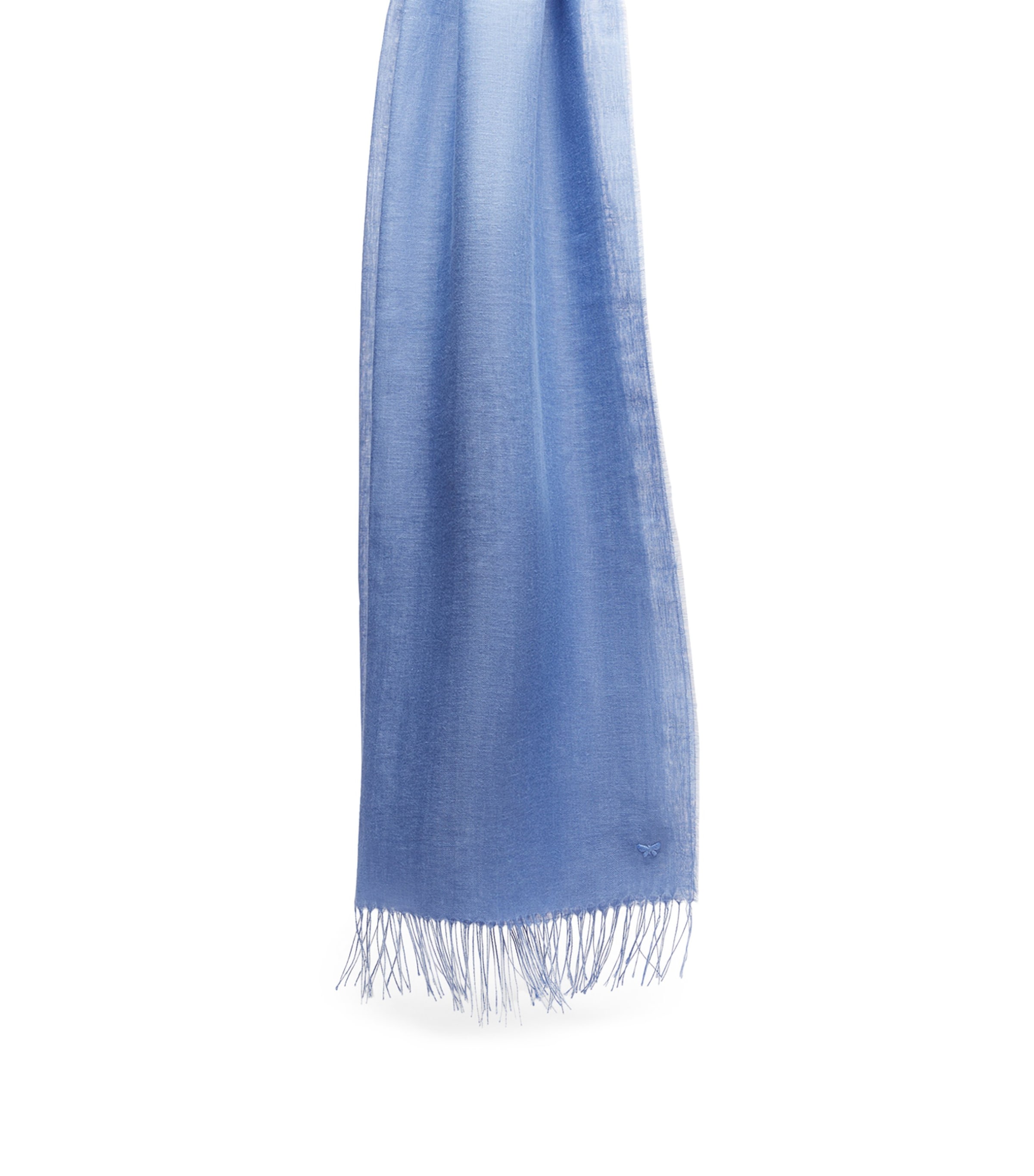 Weekend Max Mara Linen Fringe-Trim Scarf Light Blue Image 1
