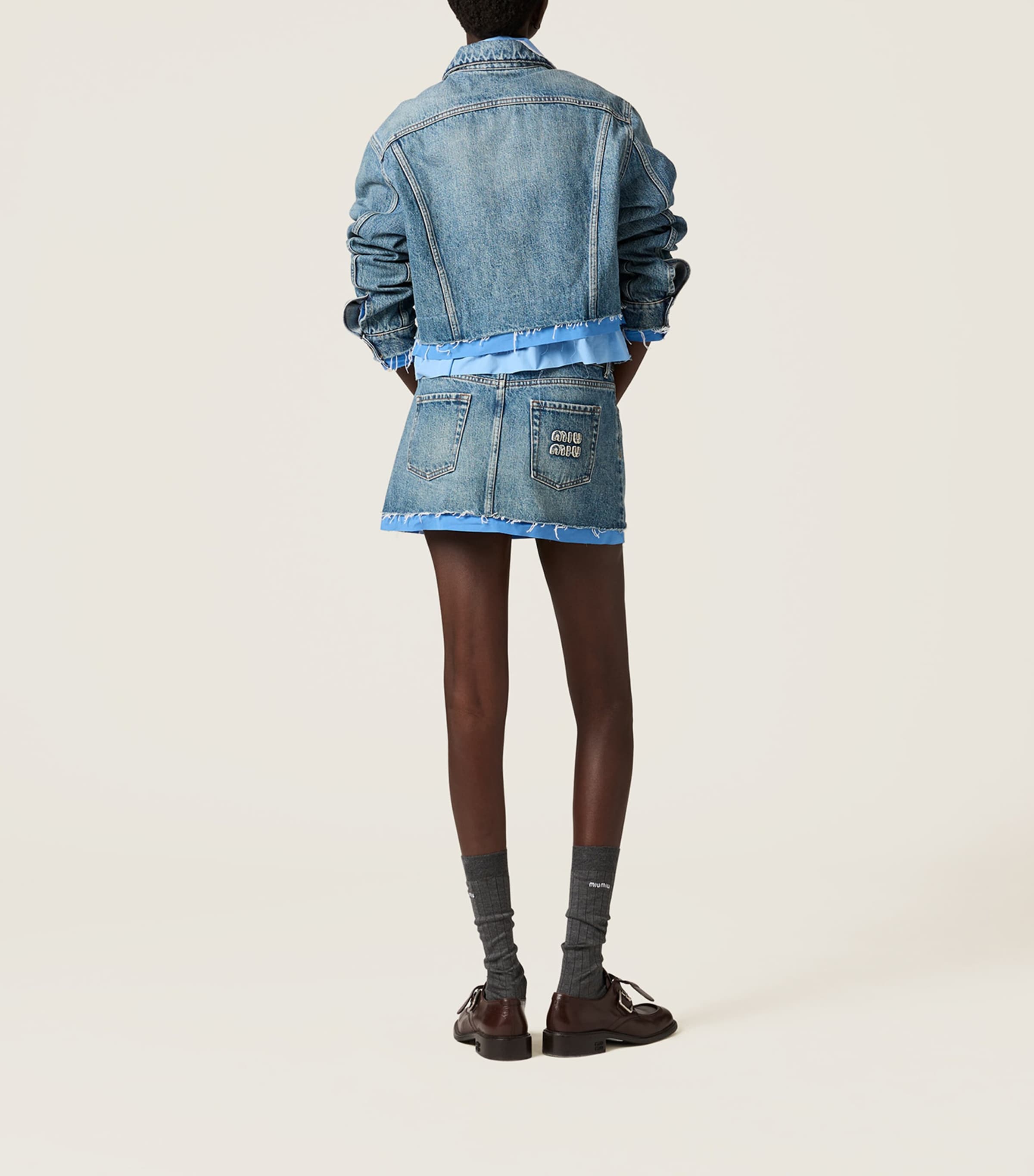 スカート MiuMiu FW25 Denim skirt (GWD279S23117GG F0076) Miu Miu Poplin-Hem Denim Skirt | Harrods DE