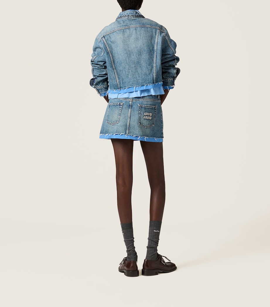 Poplin-Hem Denim Skirt F0013 Image 3