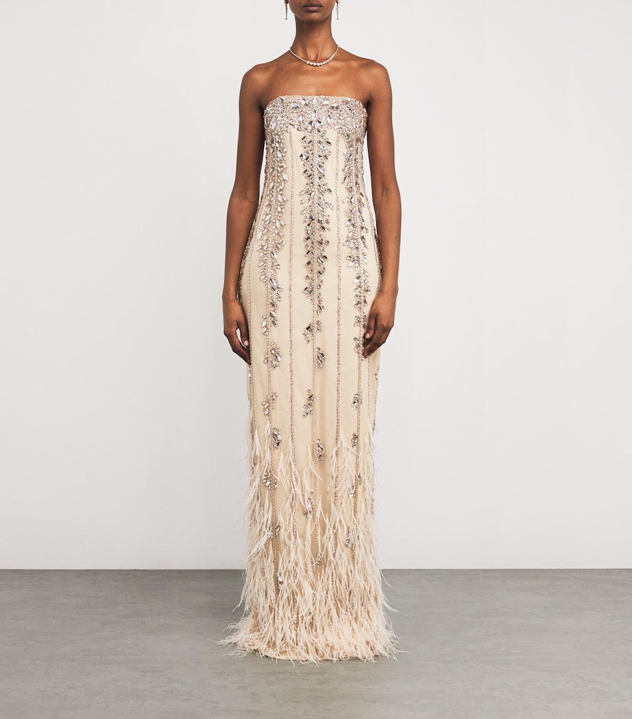 Tulle Embellished Cape Gown CHAMPAGNE Image 6