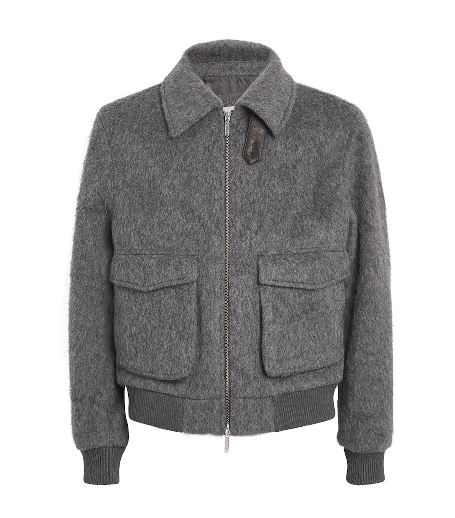 CHÉ Mens Wool-Blend Verbier Bomber Jacket Stone Grey Image 1