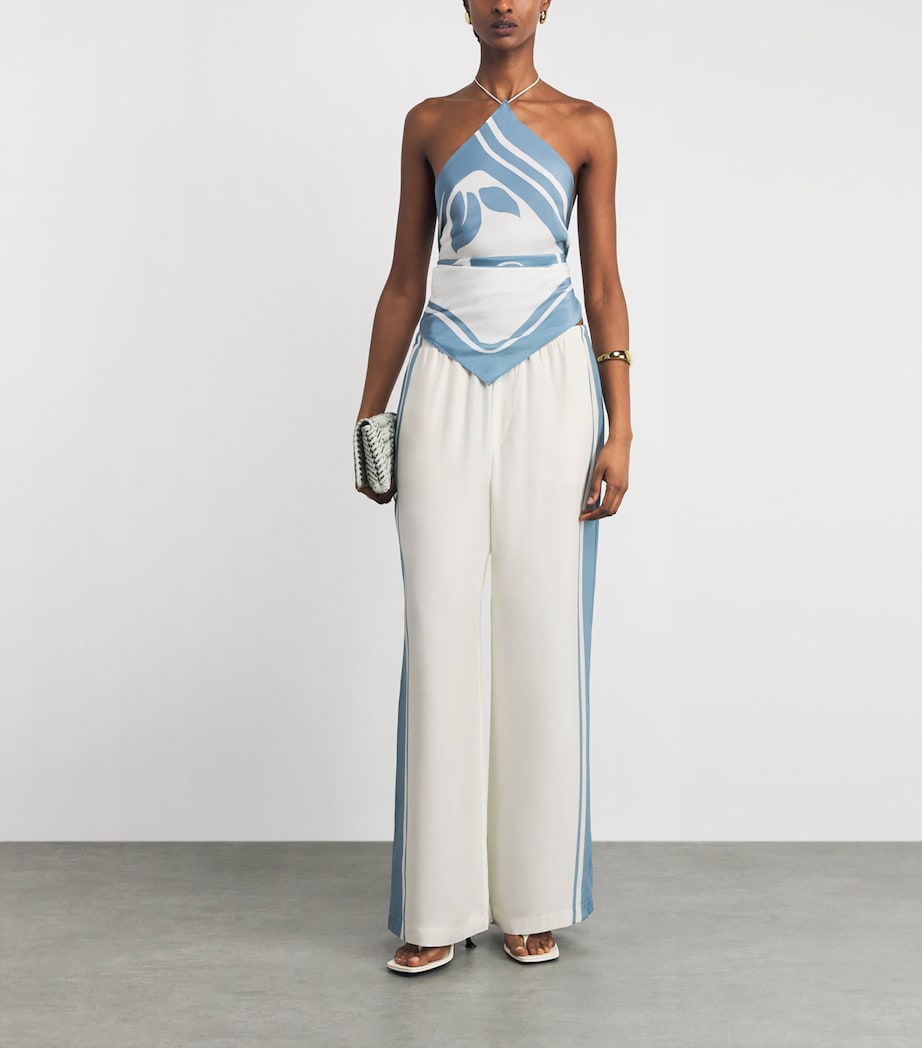 SIR. Womens Silk Drawstring Lilou Trousers Liora Blue Image 2