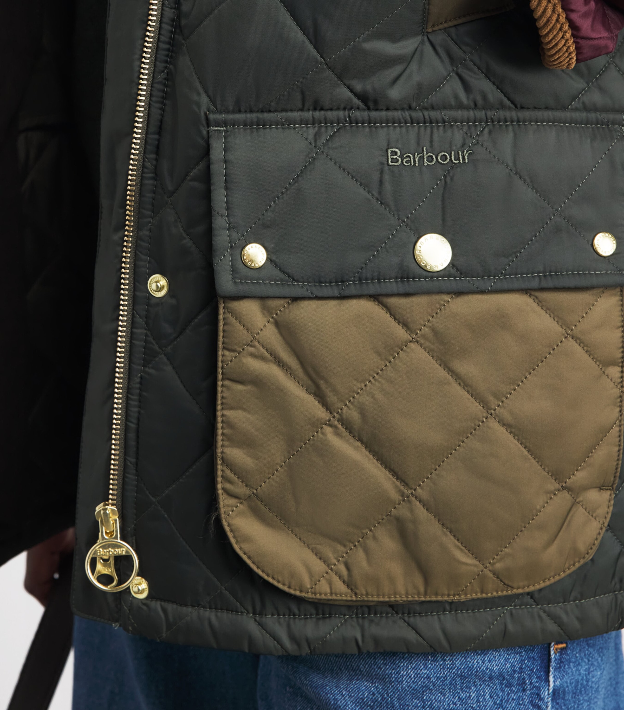 Barbour Womens Quilted Patchwork Bedale Jacket Olve/bch/dk Olv/mrlt Image 3
