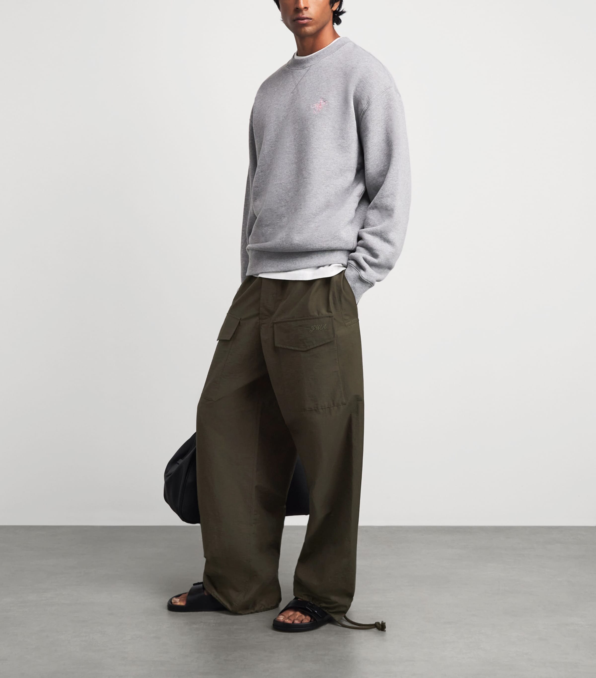 JW Anderson Mens Parachute Cargo Trousers Military Green Image 2