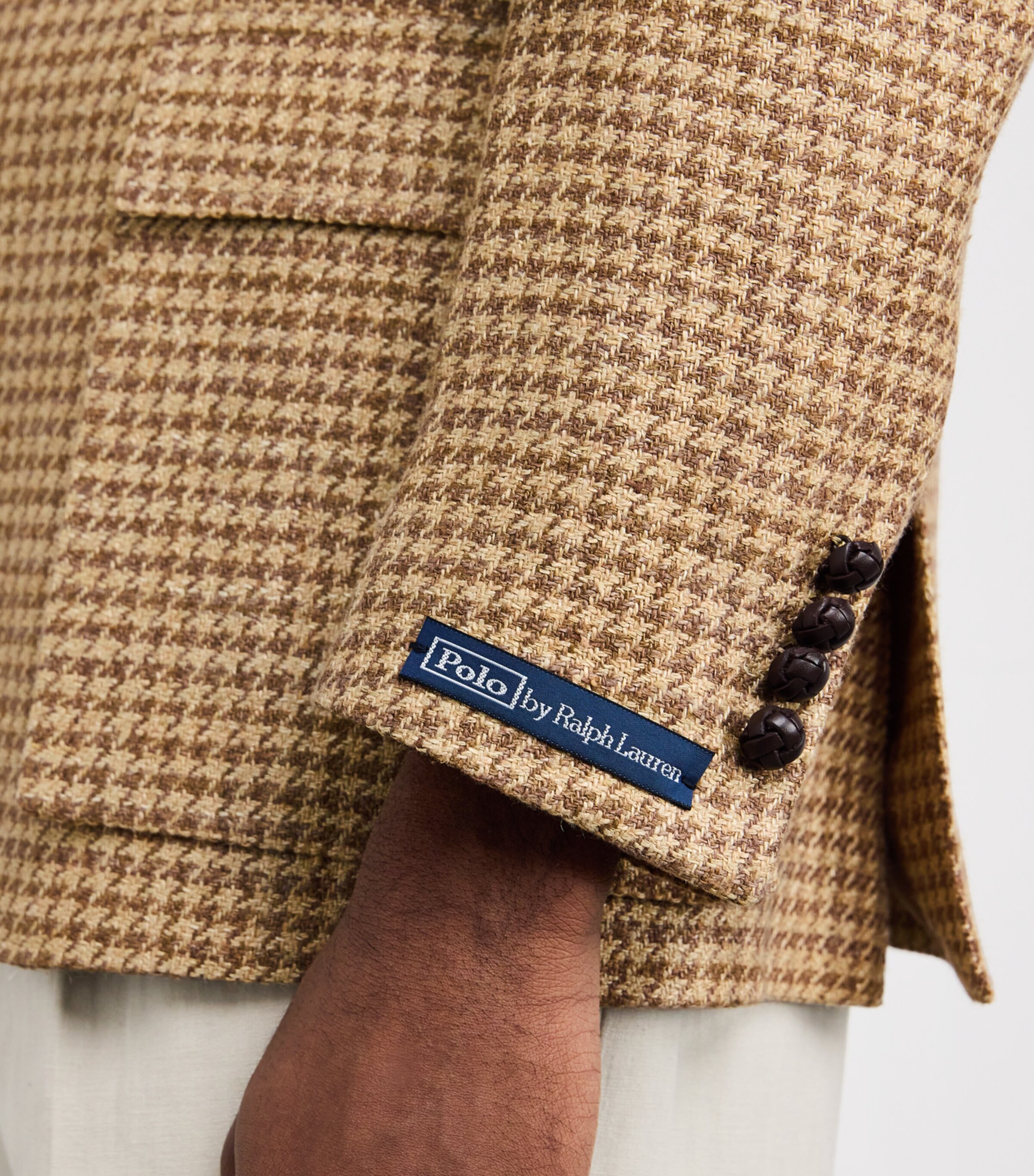 Polo Ralph Lauren Brown Linen-Silk-Wool Houndstooth RL67 Blazer