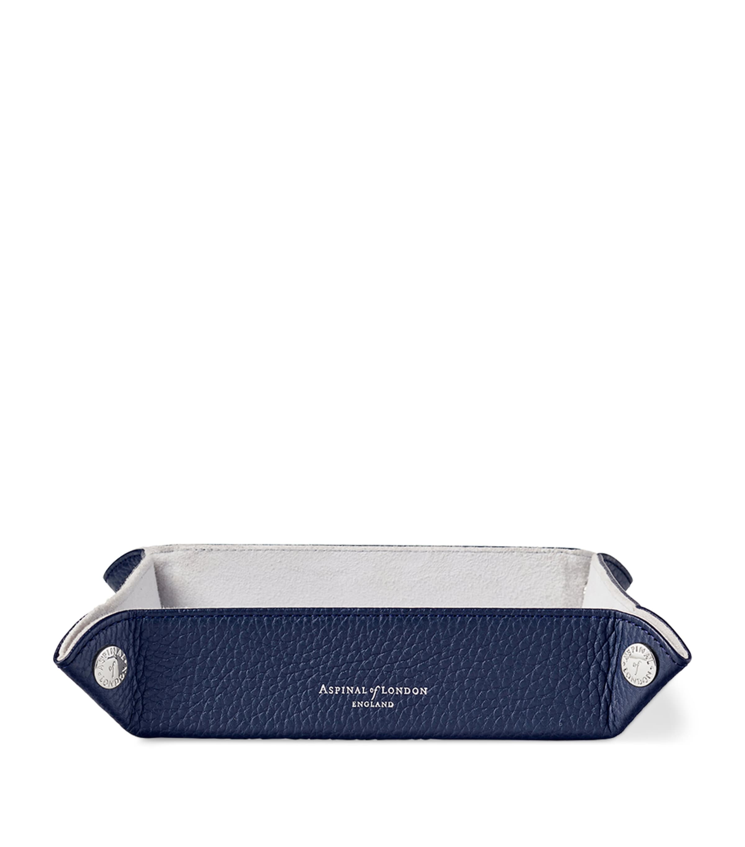Medium Leather Tidy Tray (20cm x 20cm) NAVY Image 2