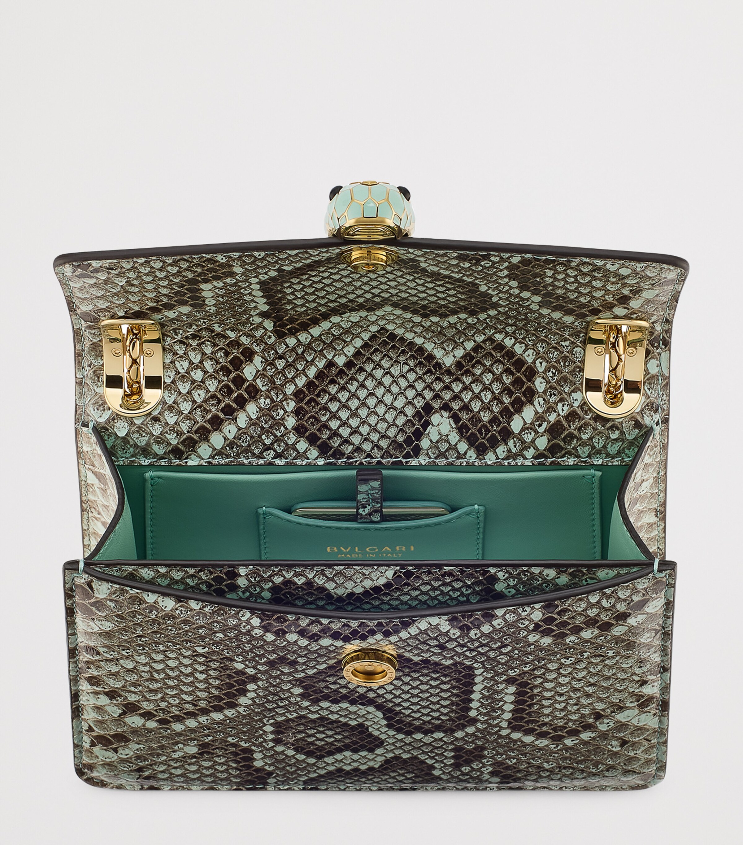 Small Python Leather Serpenti Forever Shoulder Bag GREEN MEDIUM Image 3