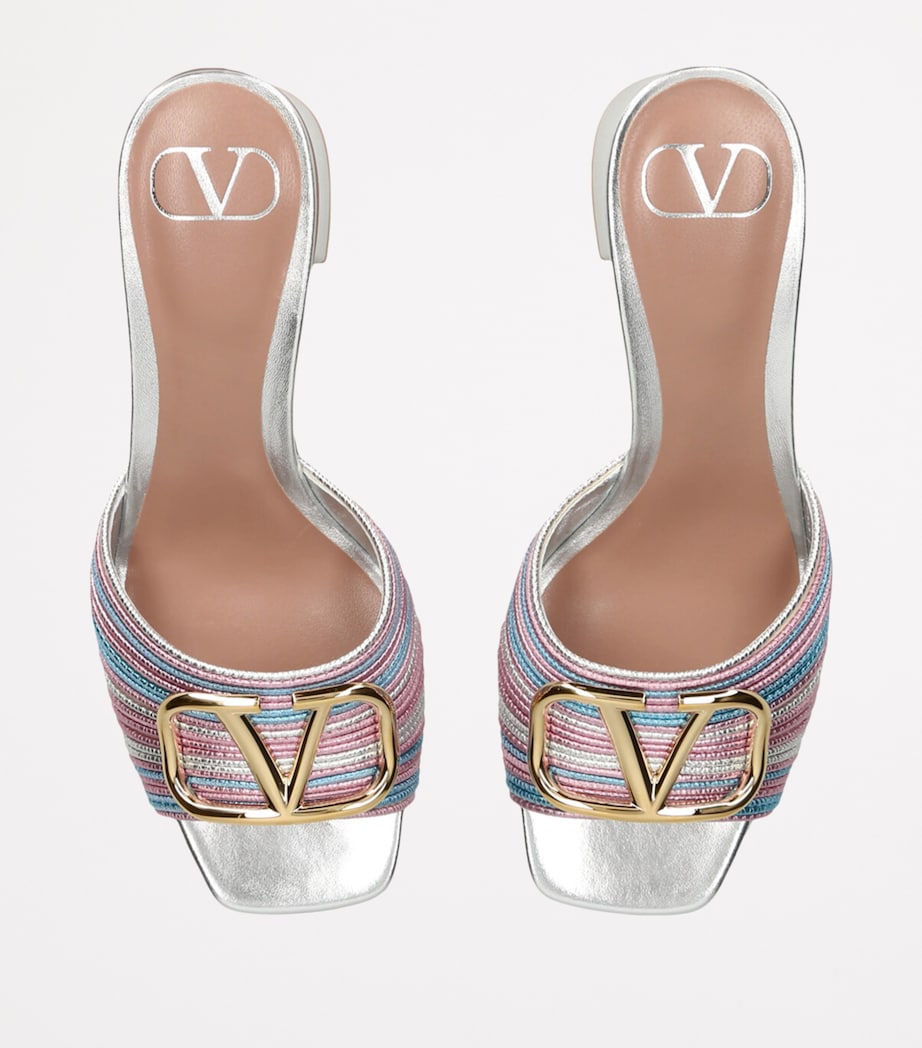 Metallic Leather Cornely Heeled Mules 60 GOLD COMB Image 4